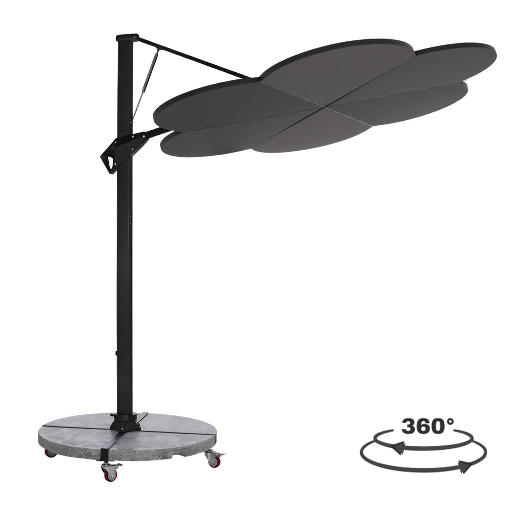 ΟΜΠΡΕΛΑ ΜΕ ΒΑΣΗ ΣΕΙΡΑ CANNOPY (flower) HM21286.01 ΑΛΟΥΜΙΝΙΟ-ΓΡΑΝΙΤΗΣ-ΜΟΛΥΒΙ ΧΡΩΜΑ 2,38x2,2μ