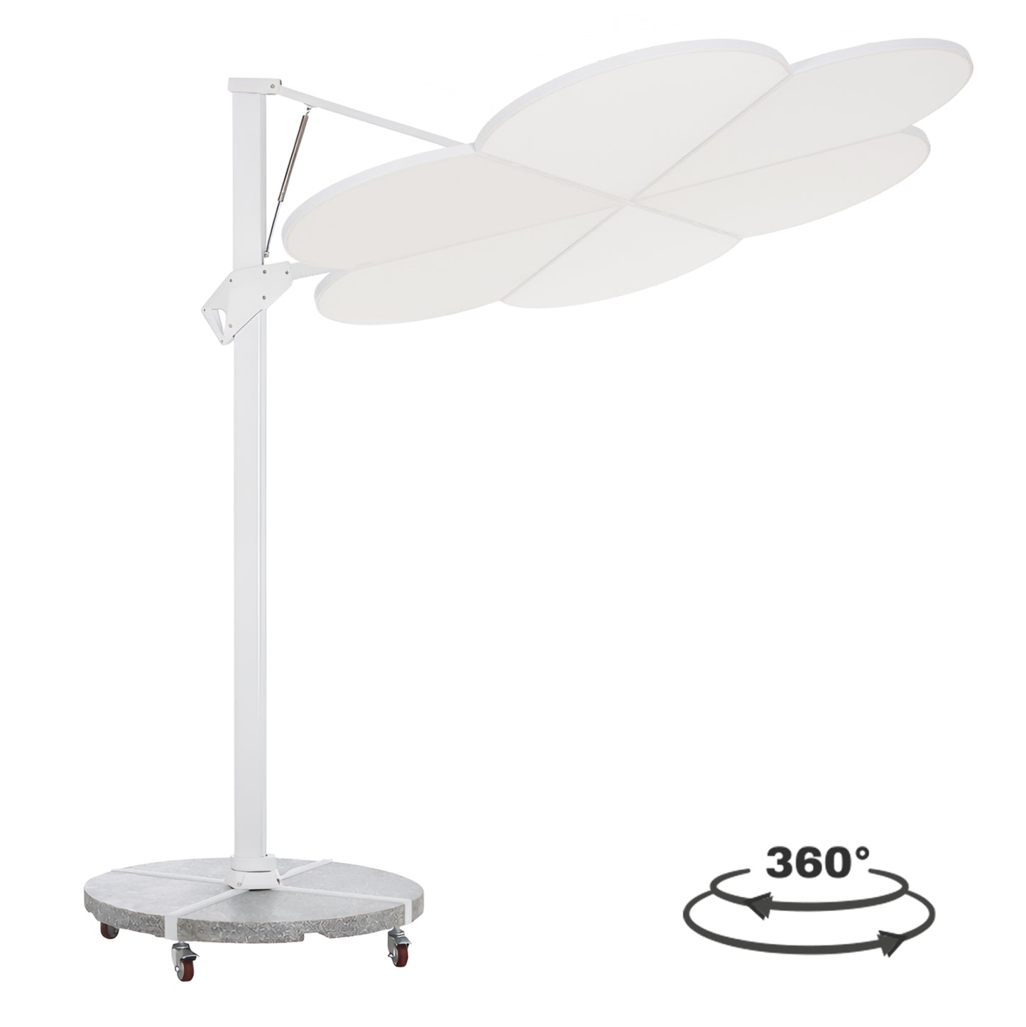 ΟΜΠΡΕΛΑ ΜΕ ΒΑΣΗ ΣΕΙΡΑ CANNOPY (flower) HM21286.02 ΑΛΟΥΜΙΝΙΟ-ΓΡΑΝΙΤΗΣ-ΛΕΥΚΟ 2,38x2,2μ