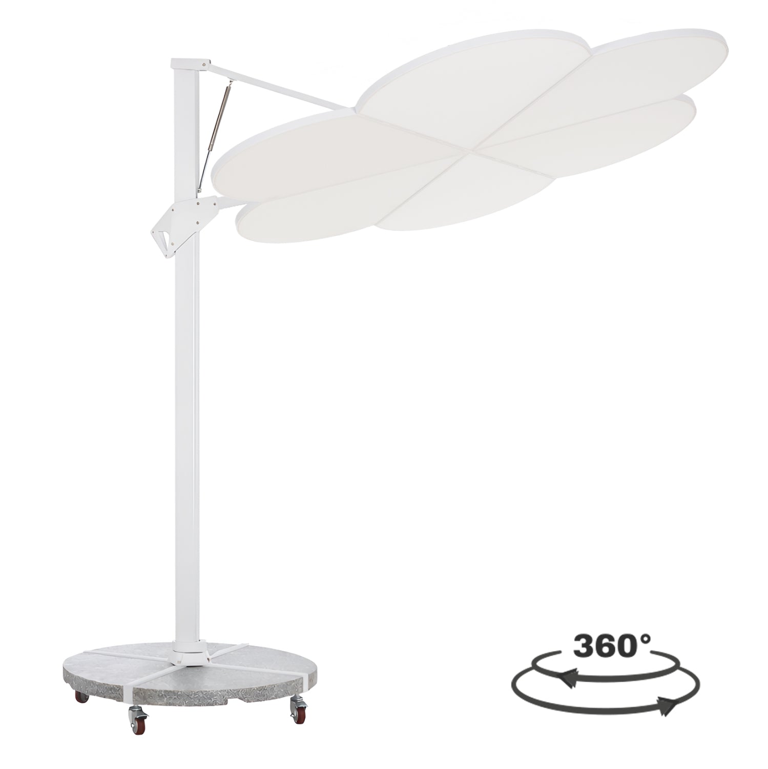 ΟΜΠΡΕΛΑ ΜΕ ΒΑΣΗ ΣΕΙΡΑ CANNOPY (flower) HM21286.02 ΑΛΟΥΜΙΝΙΟ-ΓΡΑΝΙΤΗΣ-ΛΕΥΚΟ 2,38x2,2μ