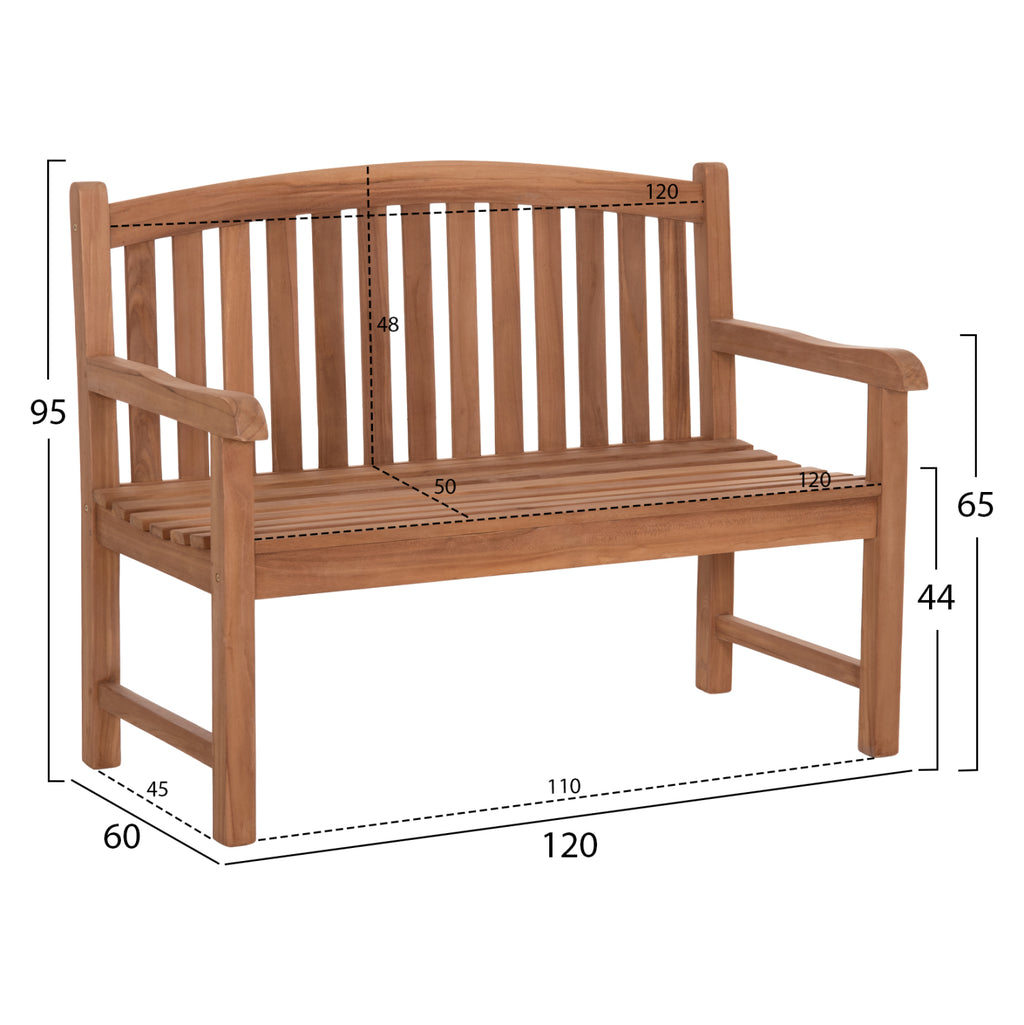 ΠΑΓΚΑΚΙ ΚΗΠΟΥ 2ΘΕΣΙΟ ELENA HM6651 ΞΥΛΟ TEAK--ΦΥΣΙΚΟ 120x60x95Υεκ.
