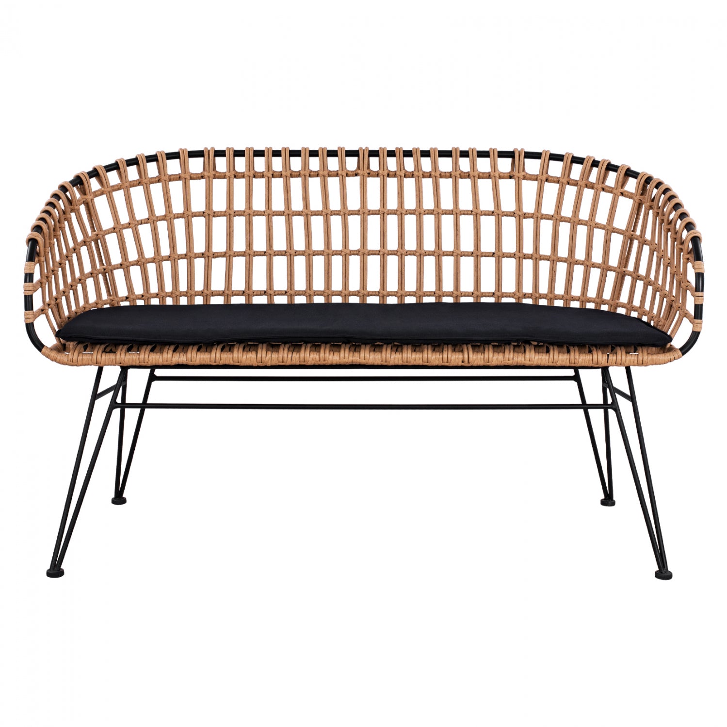 ΠΑΓΚΑΚΙ ΜΕΤΑΛΛΙΚΟ ALLEGRA HM5692 ΜΕ WICKER ΜΑΥΡΟ-ΜΠΕΖ 124x57x77Υ εκ.