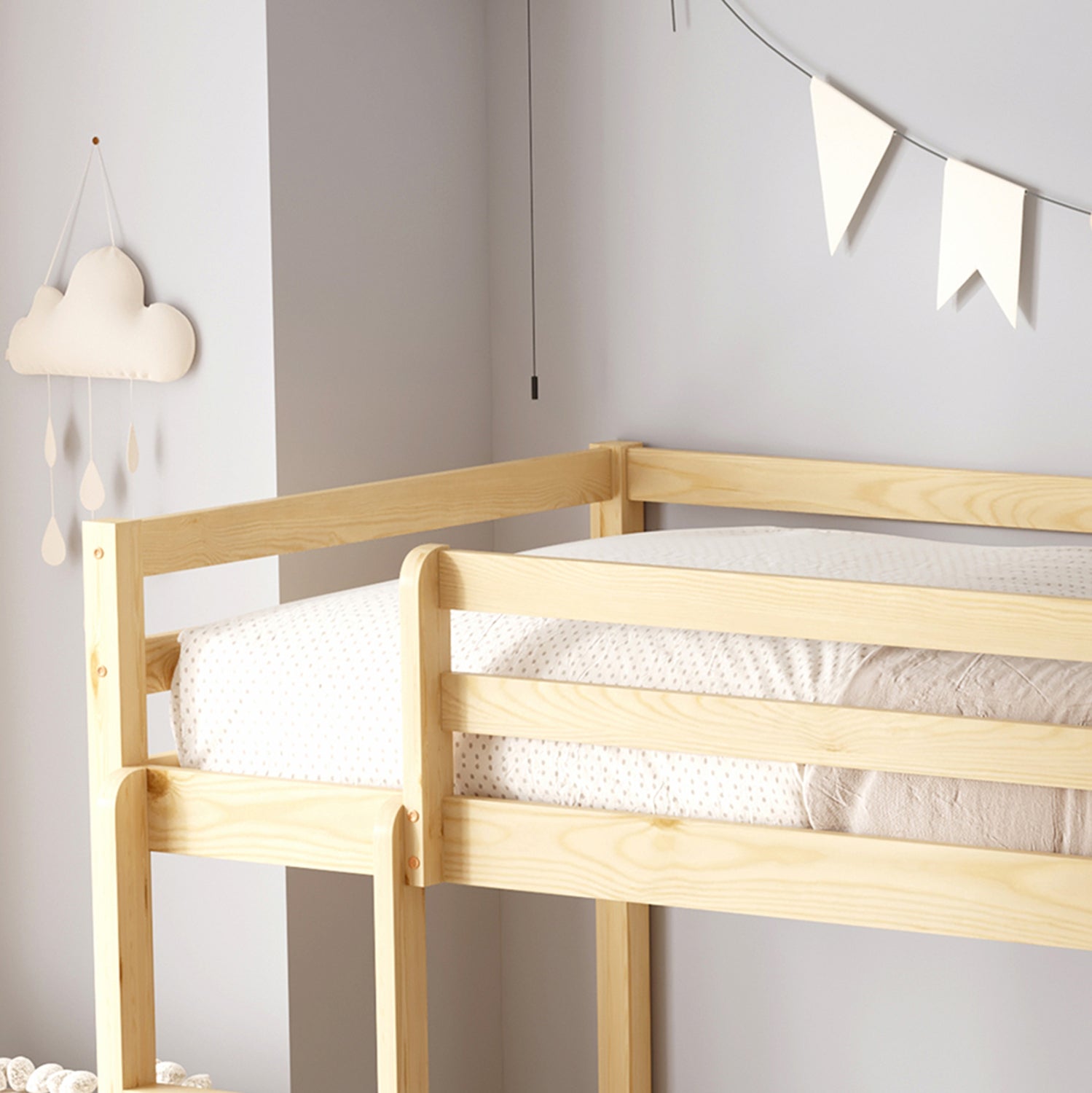 ΠΑΙΔΙΚΗ ΚΟΥΚΕΤΑ τ.MONTESSORI ΜΕ ΠΑΡΚΑΚΙ PLAYKID HM703.01 ΞΥΛΟ ΠΕΥΚΟΥ ΦΥΣΙΚΟ ΓΙΑ 190x90εκ