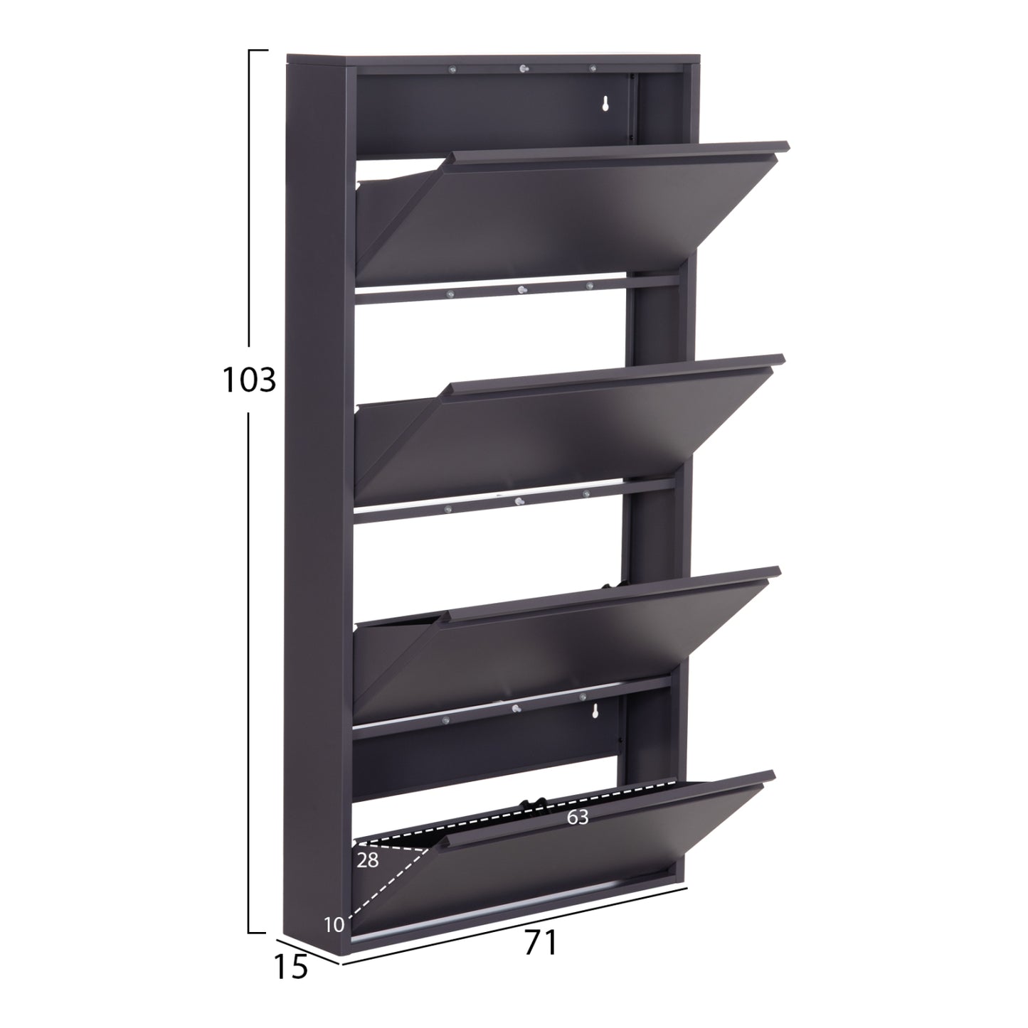 ΠΑΠΟΥΤΣΟΘΗΚΗ STARK HM6634.03 ΜΕΤΑΛΛΙΚΗ ΑΝΘΡΑΚΙ--4 ΜΑΓΝΗΤΙΚΕΣ ΠΟΡΤΕΣ 71x15x137Υεκ