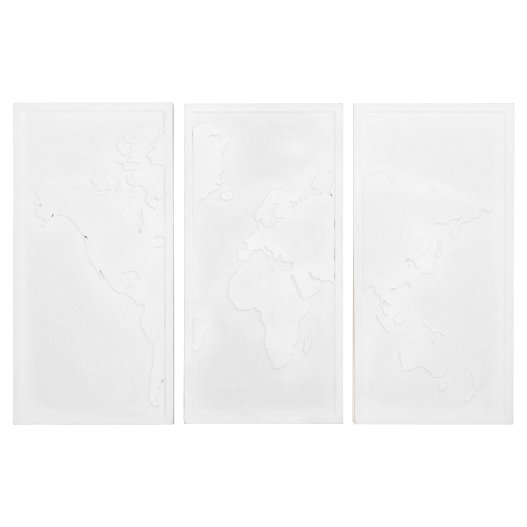 ΠΙΝΑΚΑΣ 3-ΠΤΥΧΟΣ WORLD MAP SANTORINI HM4504 MDF ΣΕ ΥΠΟΛΕΥΚΟ ΧΡΩΜΑ 180x4(πάχος)x120Υεκ.