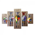 ΠΙΝΑΚΑΣ ΠΕΝΤΑΠΤΥΧΟ MDF COLORFUL ZEBRAS 82Χ56x3 HM7207.03