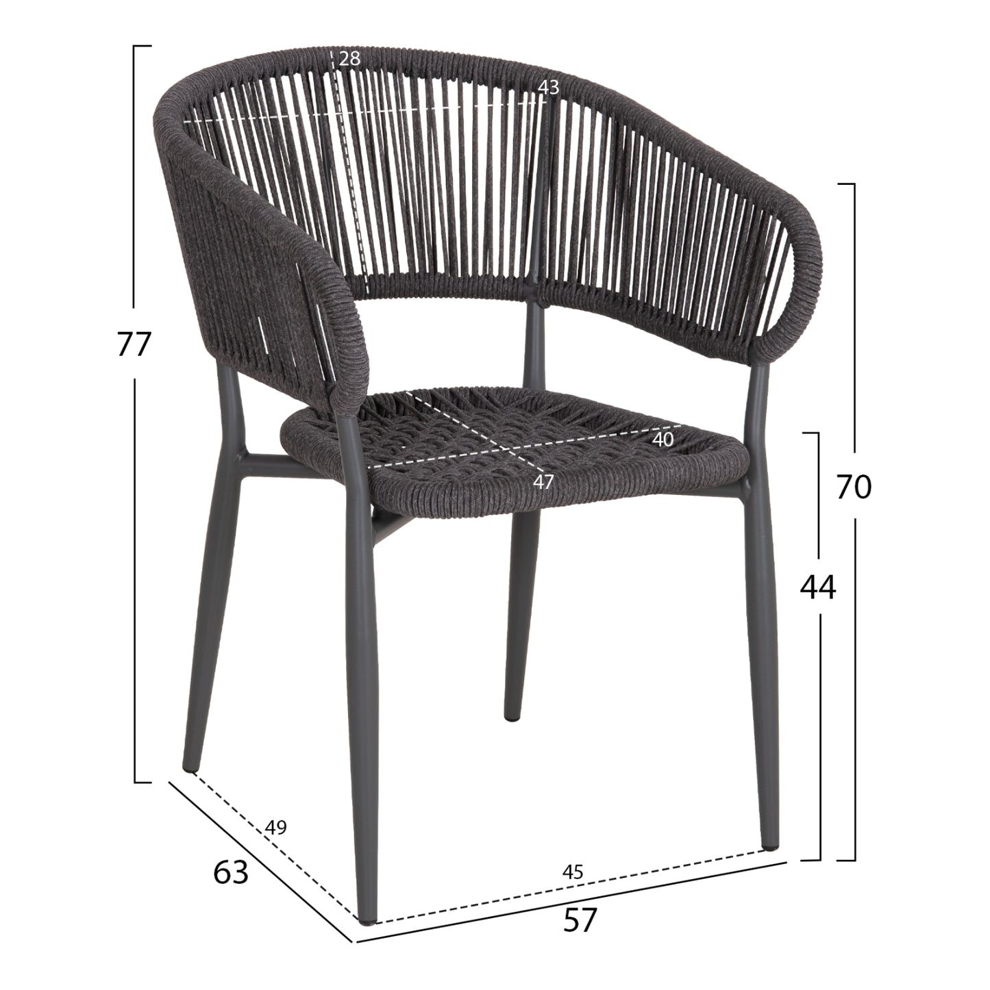 ΠΟΛΥΘΡΟΝΑ ΑΛΟΥΜΙΝΙΟΥ EULO HM5783.21 ΓΚΡΙ-TWISTED RATTAN ΓΚΡΙ 57x63x77Υεκ.