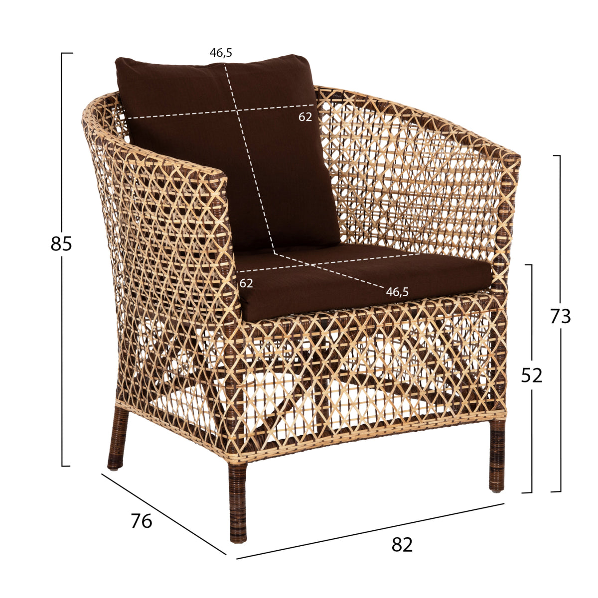 ΠΟΛΥΘΡΟΝΑ ΕΞΩΤ.ΧΩΡΟΥ HM6111 SILMAR-RATTAN ΚΑΦΕ ΚΑΙ ΦΥΣΙΚΟ-ΜΑΞΙΛΑΡΙΑ ΚΑΦΕ 82x76x85Υεκ