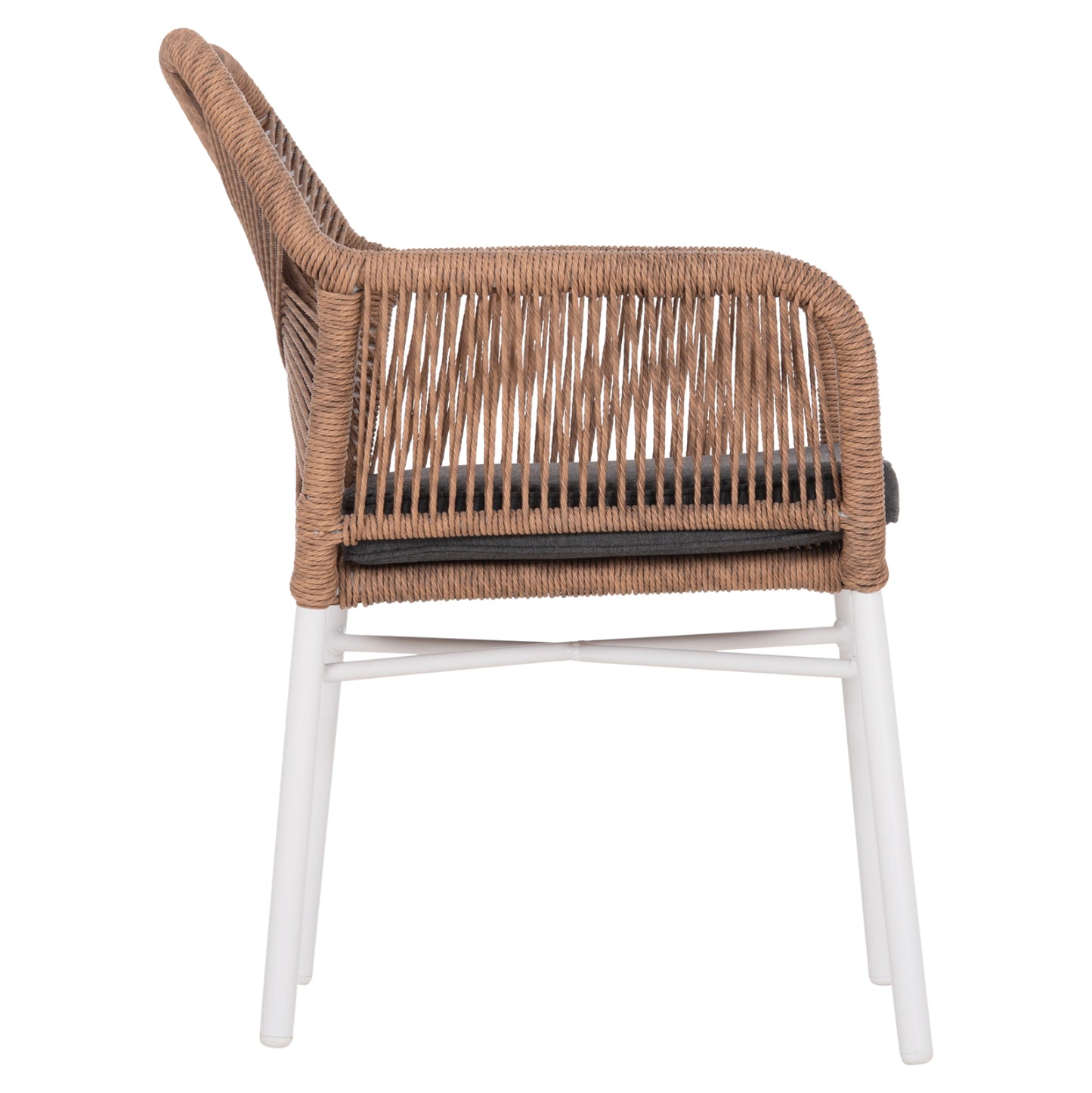 ΠΟΛΥΘΡΟΝΑ TOPIN HM6048.01 ΑΛΟΥΜΙΝΙΟ ΛΕΥΚΟ-P.E. RATTAN ΑΝΟΙΧΤΟ ΚΑΦΕ-ΜΑΞΙΛΑΡΙ ΓΚΡΙ 58x60x83Υ εκ