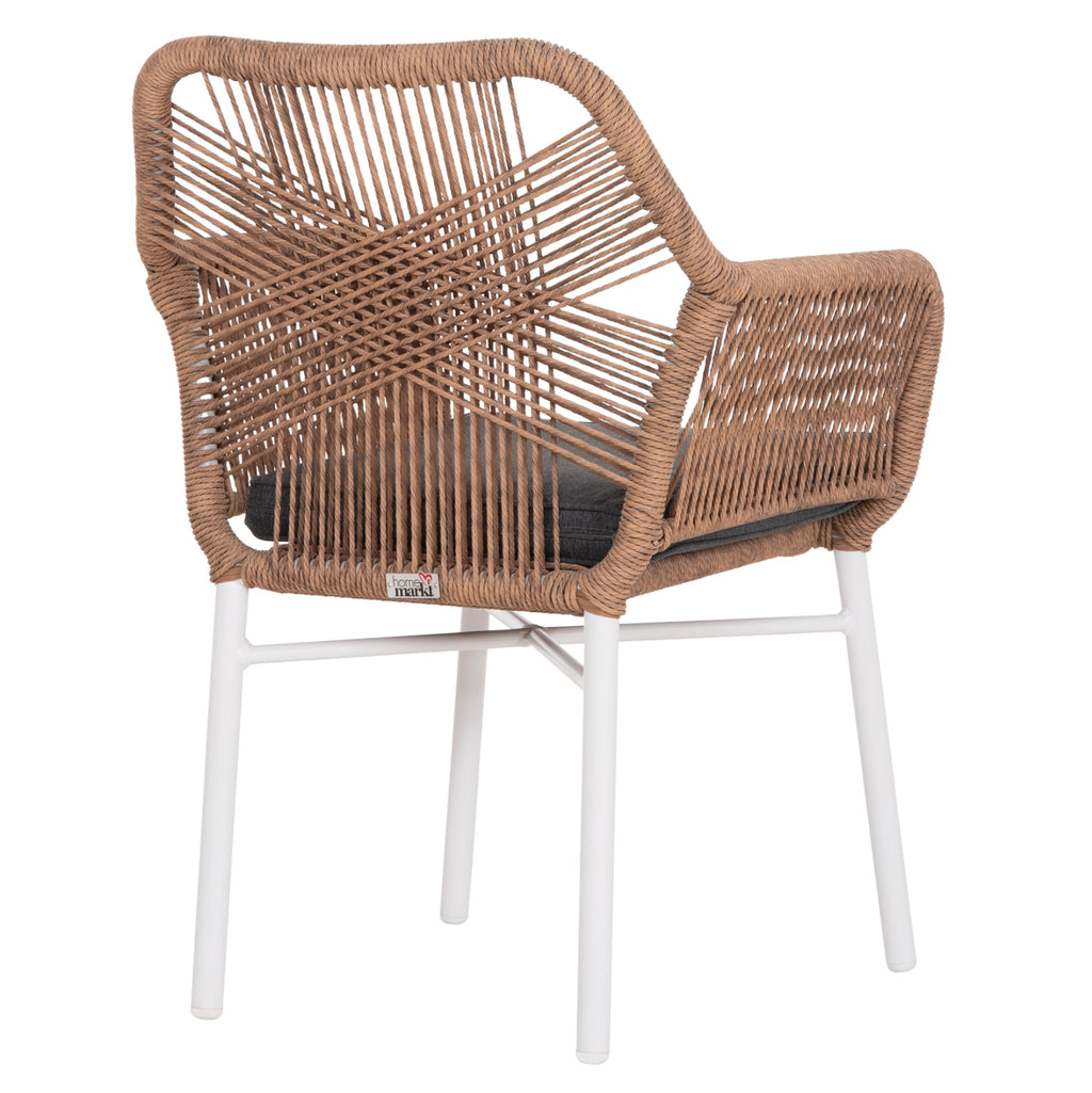 ΠΟΛΥΘΡΟΝΑ TOPIN HM6048.01 ΑΛΟΥΜΙΝΙΟ ΛΕΥΚΟ-P.E. RATTAN ΑΝΟΙΧΤΟ ΚΑΦΕ-ΜΑΞΙΛΑΡΙ ΓΚΡΙ 58x60x83Υ εκ