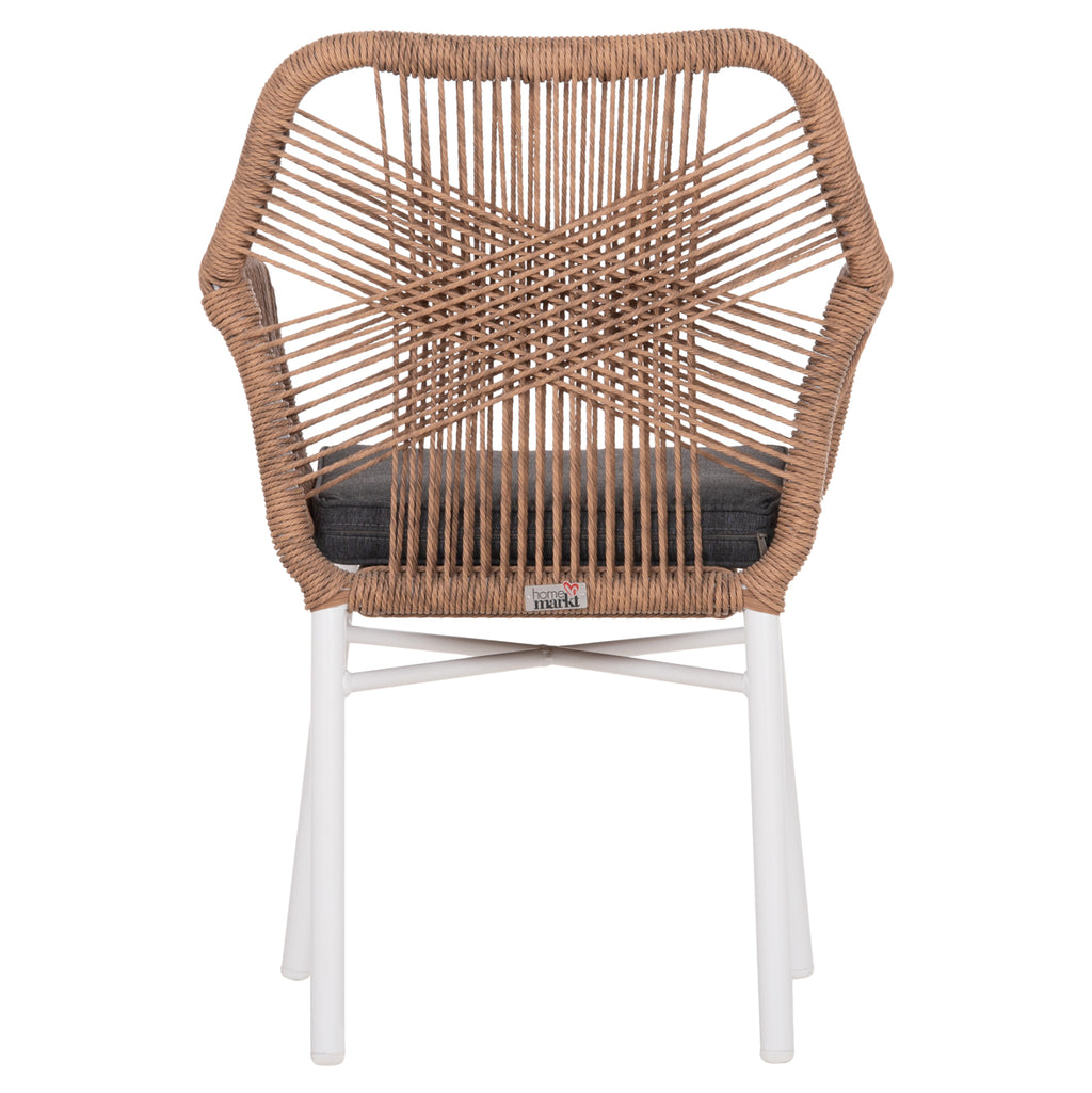 ΠΟΛΥΘΡΟΝΑ TOPIN HM6048.01 ΑΛΟΥΜΙΝΙΟ ΛΕΥΚΟ-P.E. RATTAN ΑΝΟΙΧΤΟ ΚΑΦΕ-ΜΑΞΙΛΑΡΙ ΓΚΡΙ 58x60x83Υ εκ