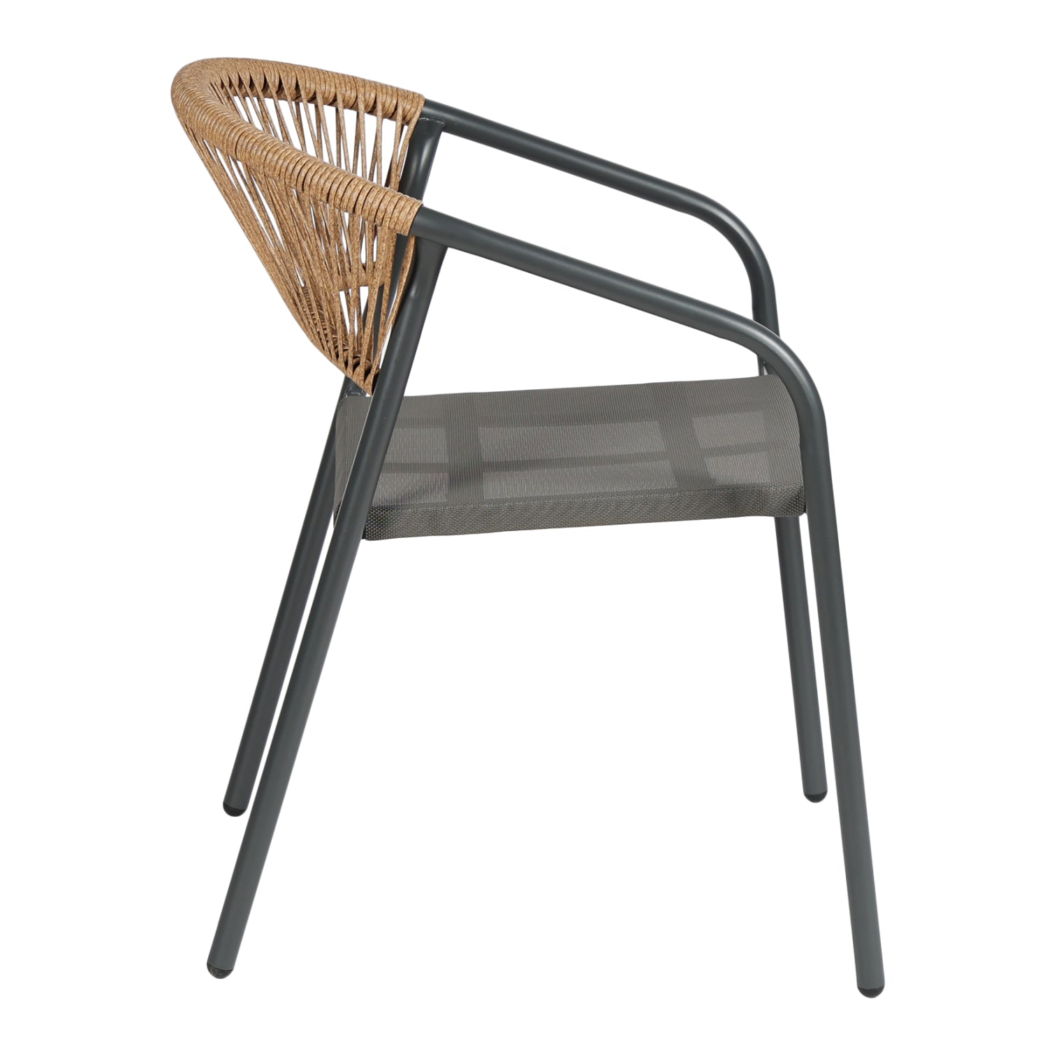 ΠΟΛΥΘΡΟΝΑ HOMAN HM6430.01 ΓΚΡΙ ΜΕΤΑΛΛΟ & TEXTILENE--ΜΠΕΖ P.E.RATTAN 53x58x75Υεκ