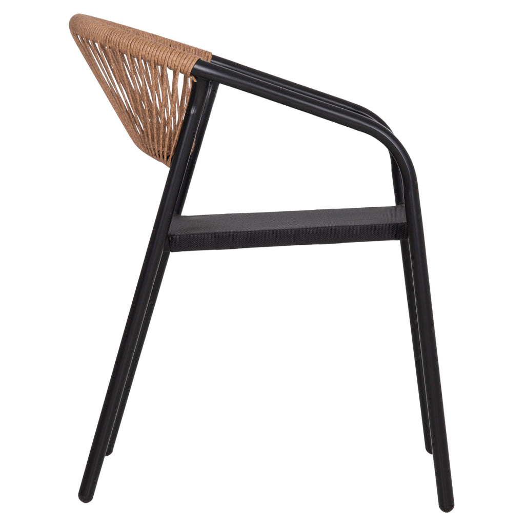 ΠΟΛΥΘΡΟΝΑ HOMAN HM6430.03 ΜΑΥΡΟ ΜΕΤΑΛΛΟ & TEXTILENE--ΜΠΕΖ P.E.RATTAN 53x58x75Υεκ