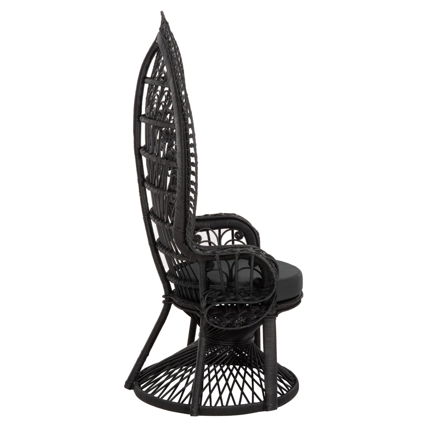 ΠΟΛΥΘΡΟΝΑ ROYAL PEACOCK HM9342.03 RATTAN ΜΑΥΡΟ-ΜΑΞΙΛΑΡΙ ΜΑΥΡΟ 114x72x150Yεκ.