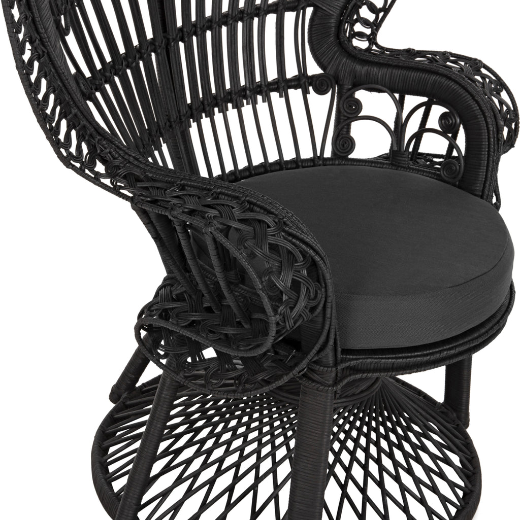ΠΟΛΥΘΡΟΝΑ ROYAL PEACOCK HM9342.03 RATTAN ΜΑΥΡΟ-ΜΑΞΙΛΑΡΙ ΜΑΥΡΟ 114x72x150Yεκ.