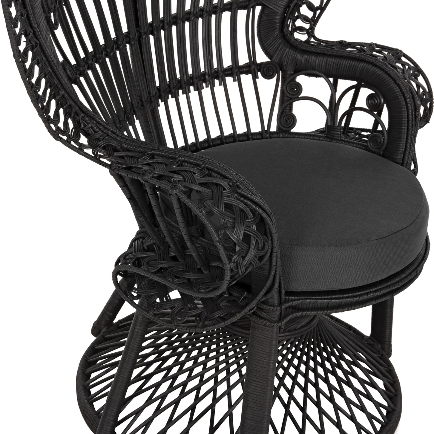 ΠΟΛΥΘΡΟΝΑ ROYAL PEACOCK HM9342.03 RATTAN ΜΑΥΡΟ-ΜΑΞΙΛΑΡΙ ΜΑΥΡΟ 114x72x150Yεκ.