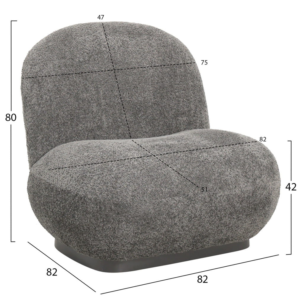 ΠΟΛΥΘΡΟΝΑ BEANY HM9591.01 ΓΚΡΙ ΜΠΟΥΚΛΕ ΥΦΑΣΜΑ 85x82x77Υ εκ.