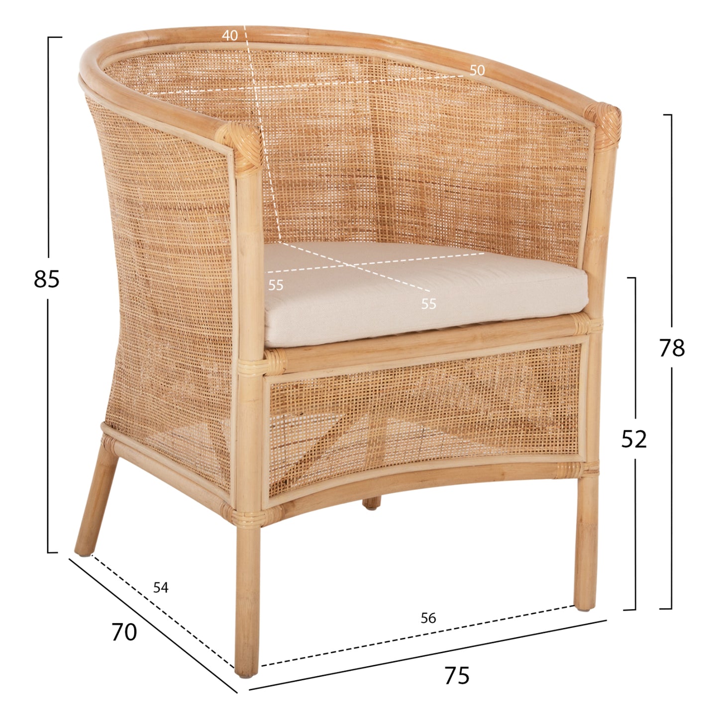 ΠΟΛΥΘΡΟΝΑ APRON HM9818 RATTAN ΠΛΕΚΤΟ ΣΕ ΦΥΣΙΚΟ--Β'ΔΙΑΛΟΓΗΣ 75x70x85Υεκ.
