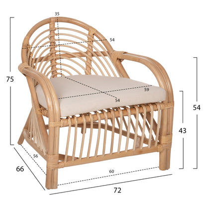 ΠΟΛΥΘΡΟΝΑ FEMUR HM9837 RATTAN ΣΕ ΦΥΣΙΚΟ- ΛΕΥΚΟ ΜΑΞΙΛΑΡΙ 72x66x75Υεκ.