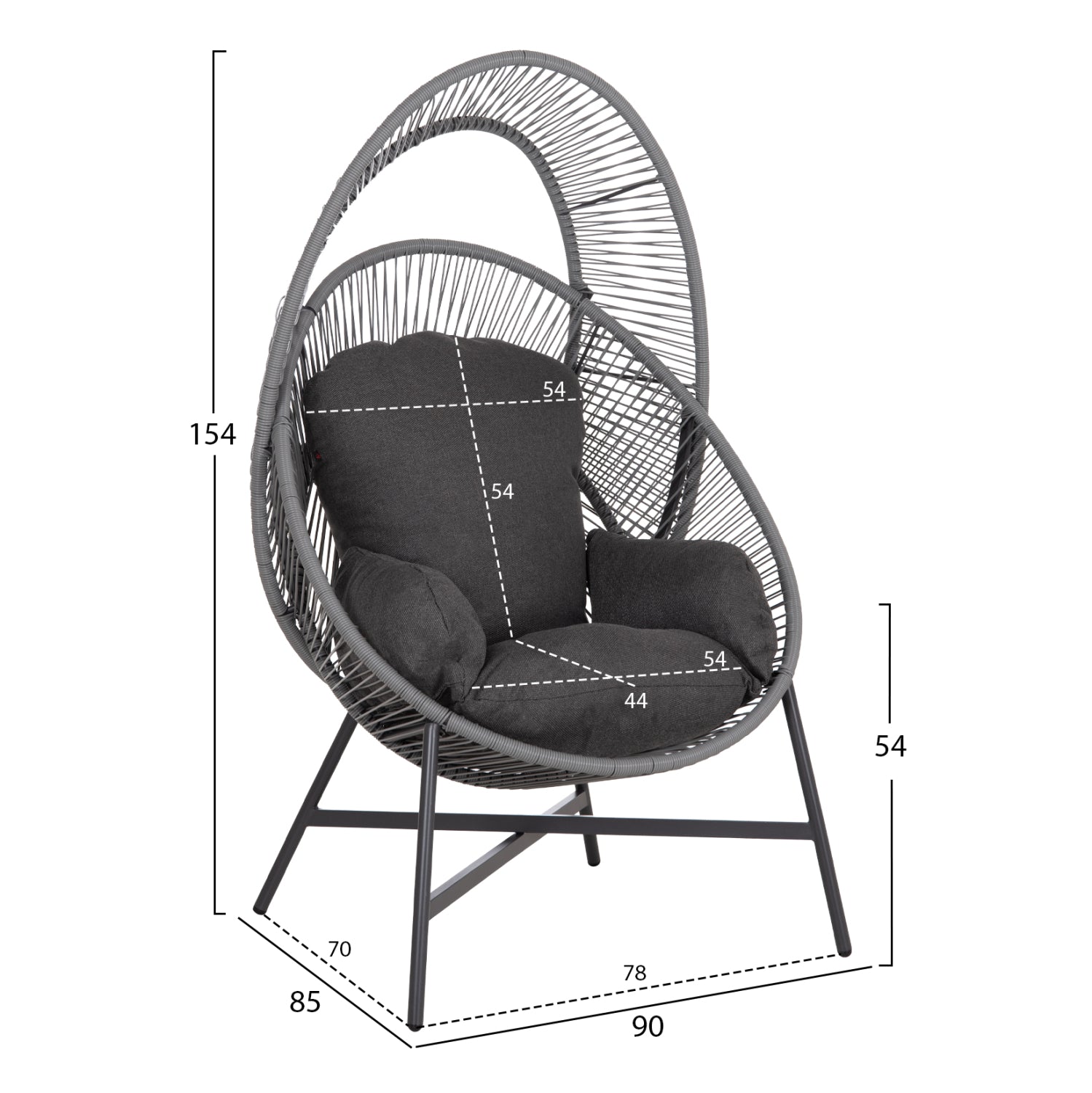 ΠΟΛΥΘΡΟΝΑ-ΦΩΛΙΑ RULER HM6506.01 ΓΚΡΙ ΜΕΤΑΛΛΟ-P.E.RATTAN-ΜΑΞΙΛΑΡΙΑ 90x85x154Υεκ