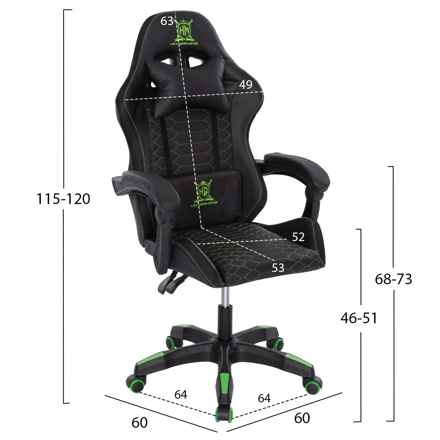ΠΟΛΥΘΡΟΝΑ GAMING LOOT HM1204 ΜΑΥΡΟ-ΠΡΑΣΙΝΟ PVC 60x60x120Υεκ.