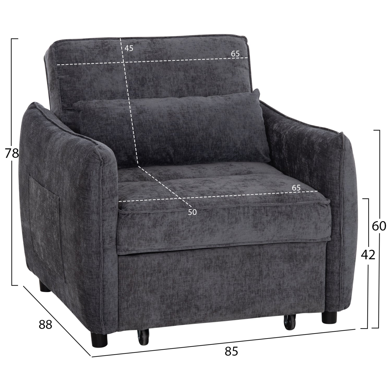 ΠΟΛΥΘΡΟΝΑ-ΚΡΕΒΑΤΙ ORYN HM3307.01 ΓΚΡΙ ΥΦΑΣΜΑ 85x88x78Υεκ.