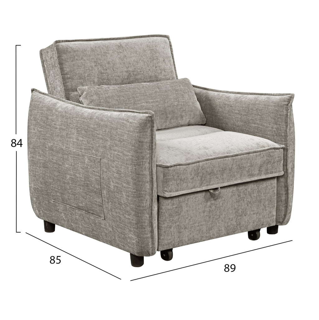 ΠΟΛΥΘΡΟΝΑ-ΚΡΕΒΑΤΙ ORYN HM3307.03 ΜΠΕΖ ΥΦΑΣΜΑ 89x85x84Υεκ.