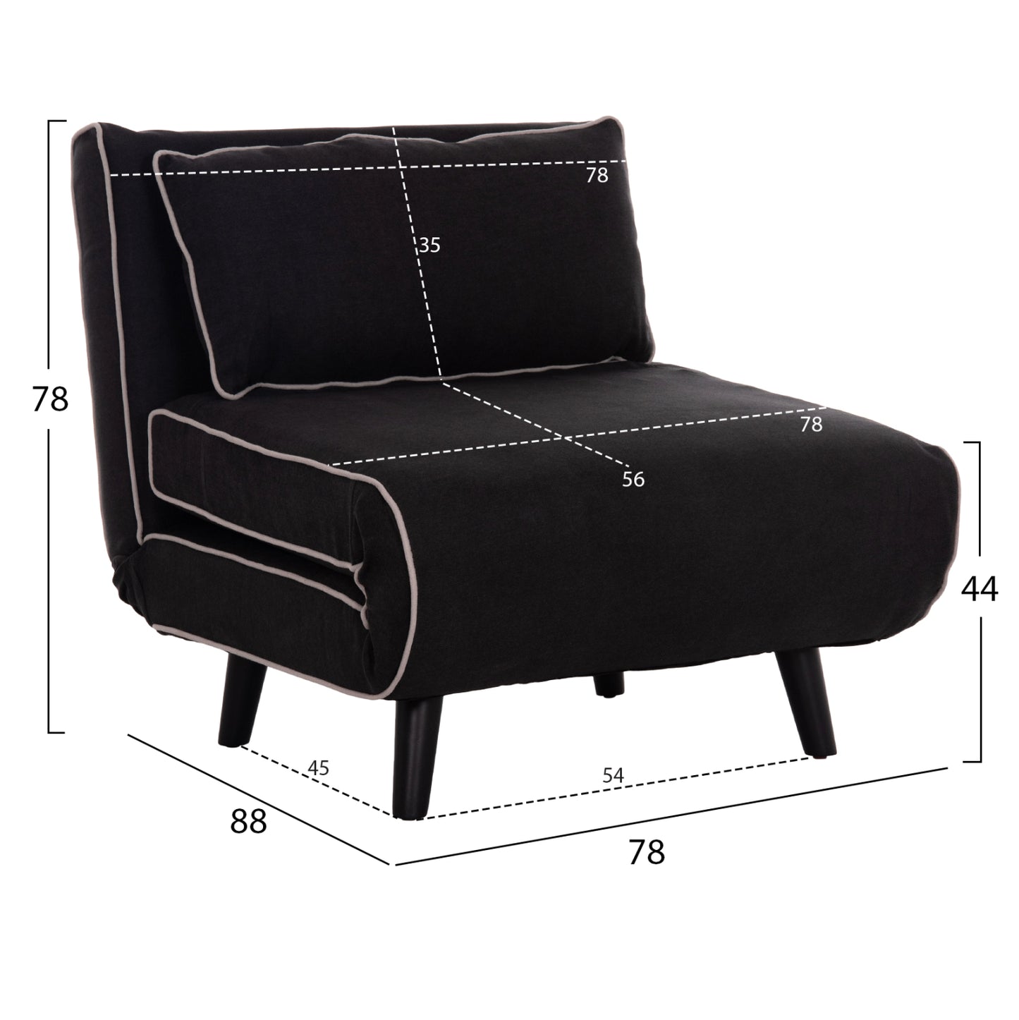 ΠΟΛΥΘΡΟΝΑ ΚΡΕΒΑΤΙ BRAXTON HM8425.03 ΜΑΥΡΟ ΥΦΑΣΜΑ 78x88x78Υεκ.