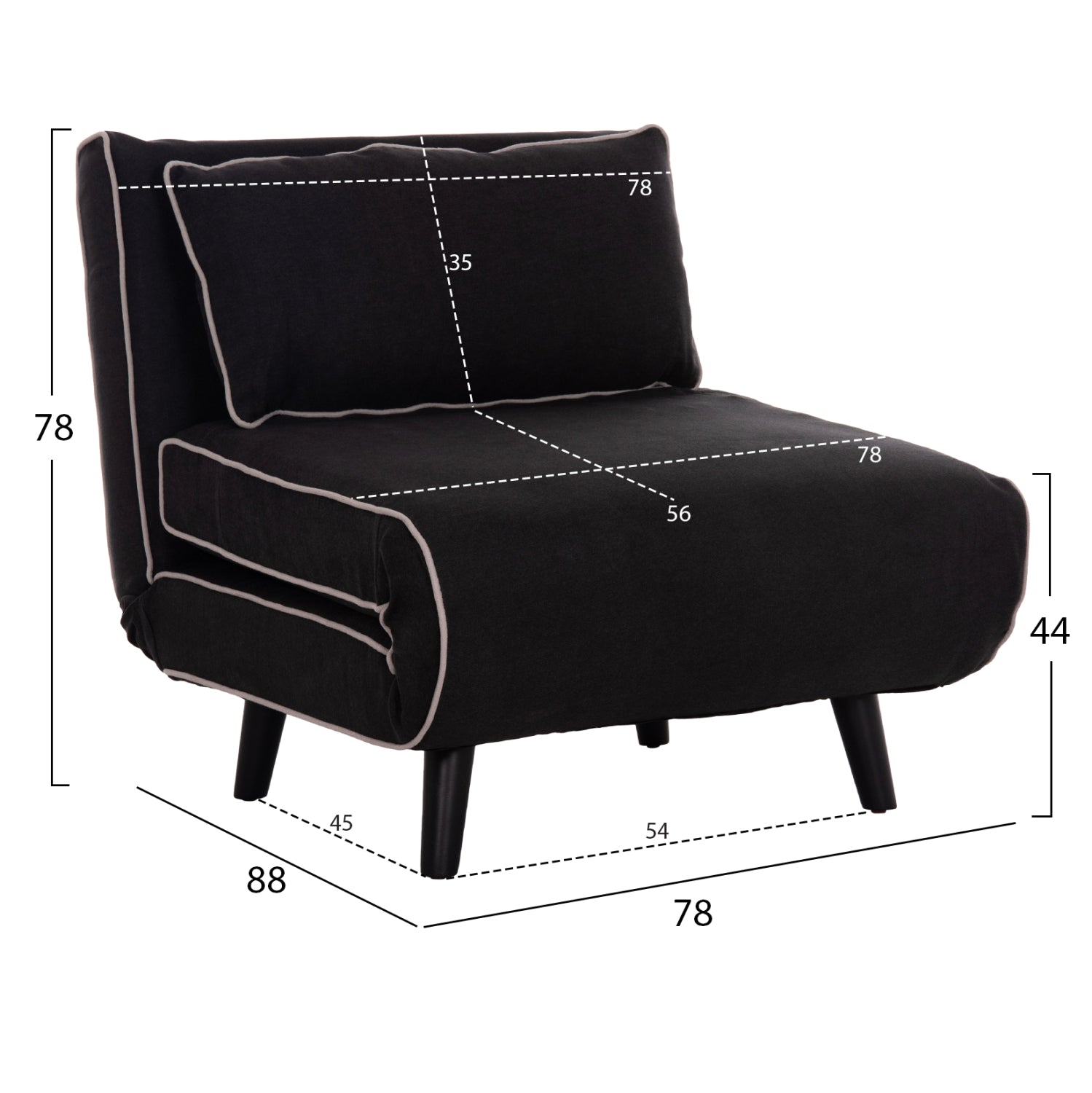 ΠΟΛΥΘΡΟΝΑ ΚΡΕΒΑΤΙ BRAXTON HM8425.03 ΜΑΥΡΟ ΥΦΑΣΜΑ 78x88x78Υεκ.