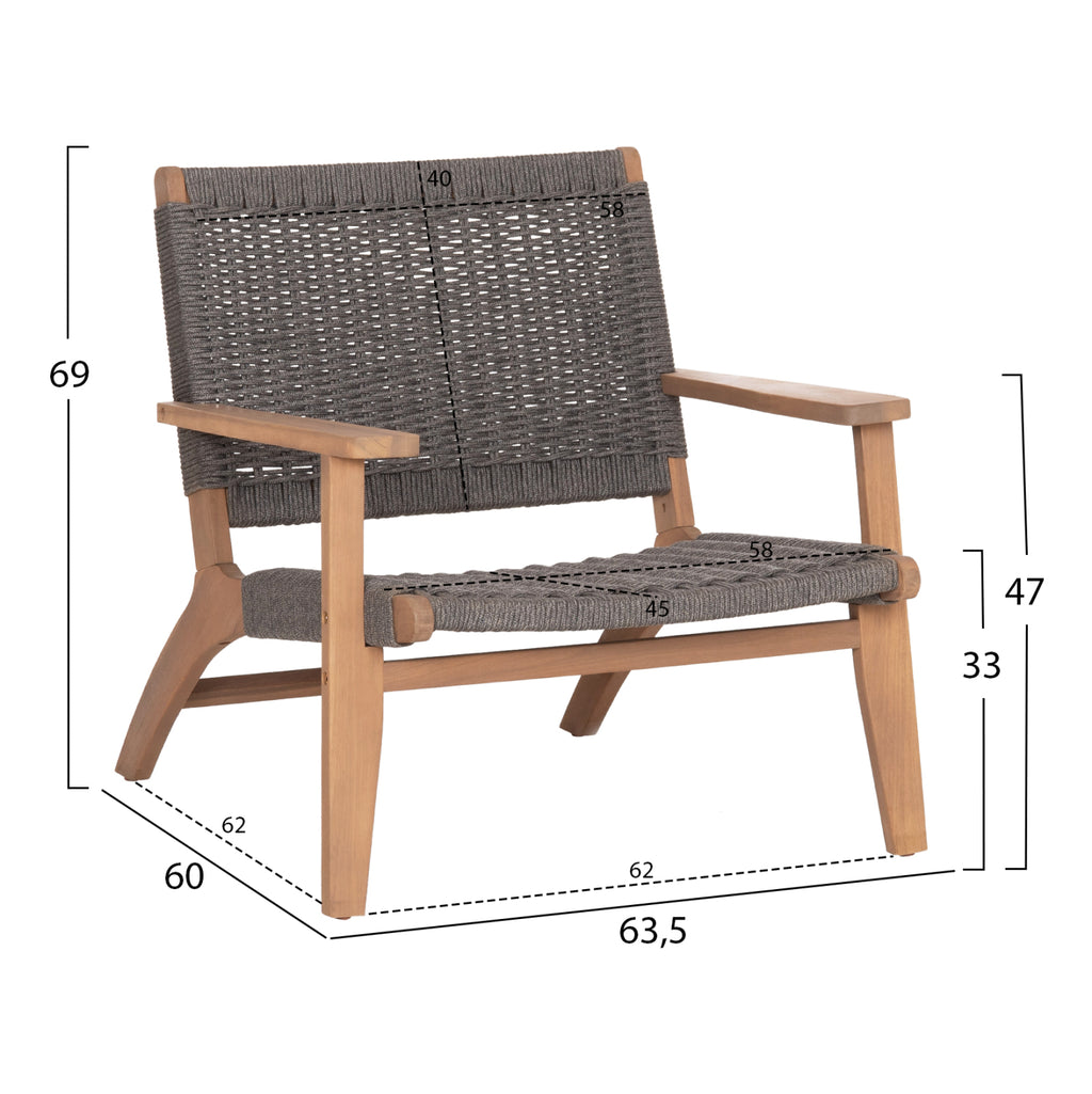ΠΟΛΥΘΡΟΝΑ LOUNGE MONTER HM6241.02 ΞΥΛΟ ΑΚΑΚΙΑΣ ΦΥΣΙΚΟ-ΣΧΟΙΝΙ ΓΚΡΙ 63.5x60x69Υεκ