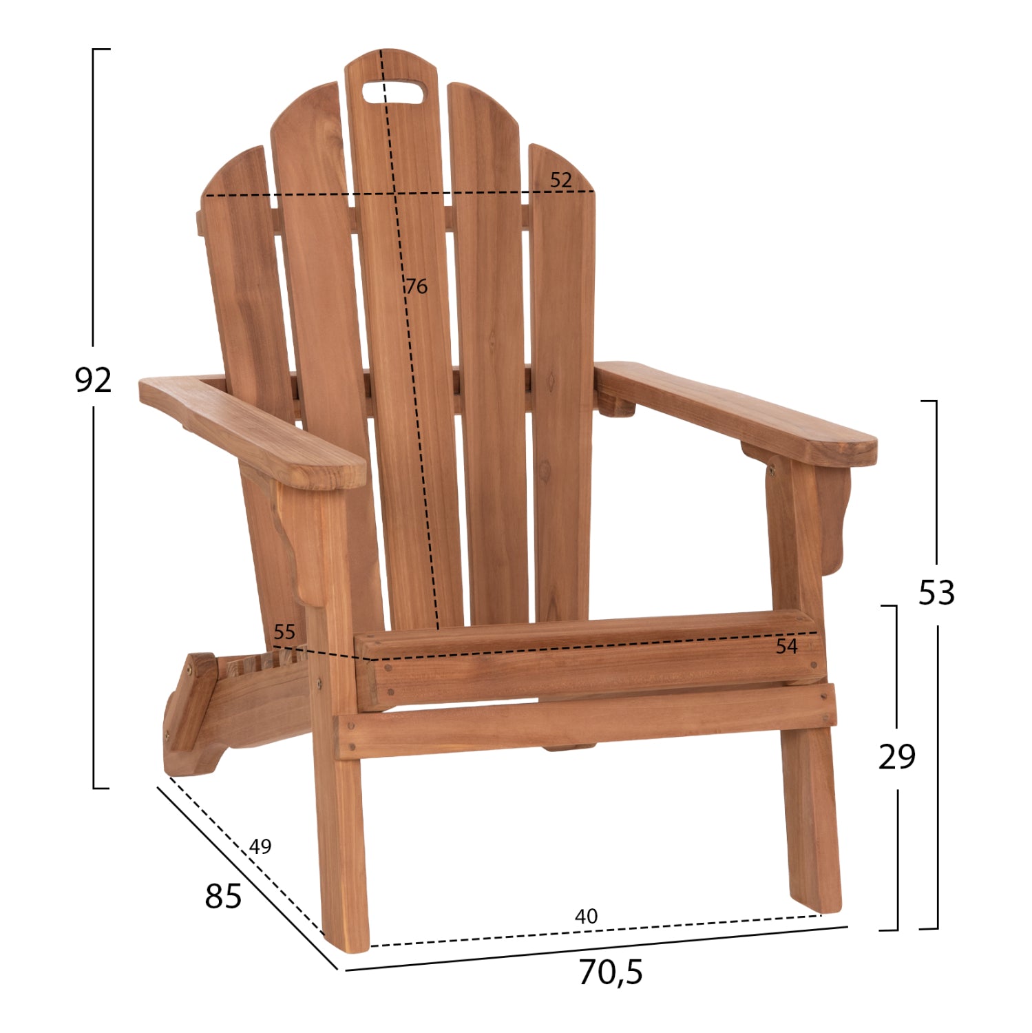 ΠΟΛΥΘΡΟΝΑ LOUNGE ΠΤΥΣΣΟΜΕΝΗ SKALL HM6619 ΞΥΛΟ TEAK ΦΥΣΙΚΟ 70.5x85x92Υεκ.