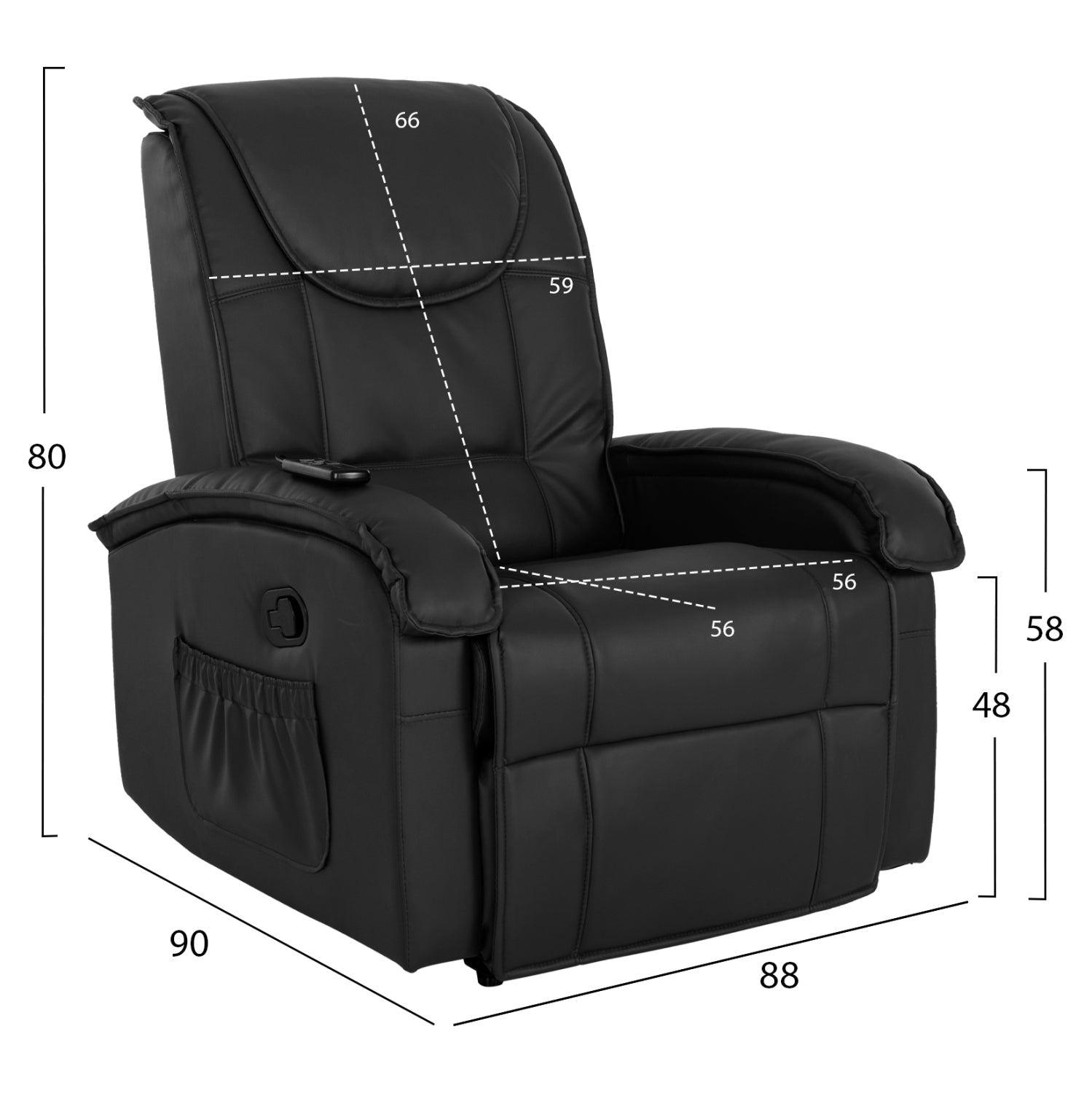 ΠΟΛΥΘΡΟΝΑ RELAX ΜΕ ΜΗΧΑΝΙΣΜΟ MASSAGE ROCCA HM0026.01 PU ΜΑΥΡΟ 88x90x80 εκ.