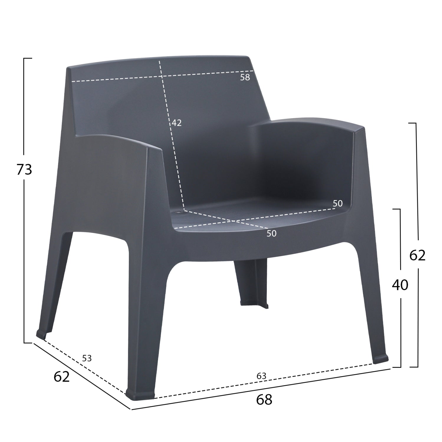 ΠΟΛΥΘΡΟΝΑ ΠΟΛΥΠΡΟΠΥΛΕΝΙΟΥ LOUNGE SLEEK HM6365.10 ΓΚΡΙ 62x68x73Υεκ.