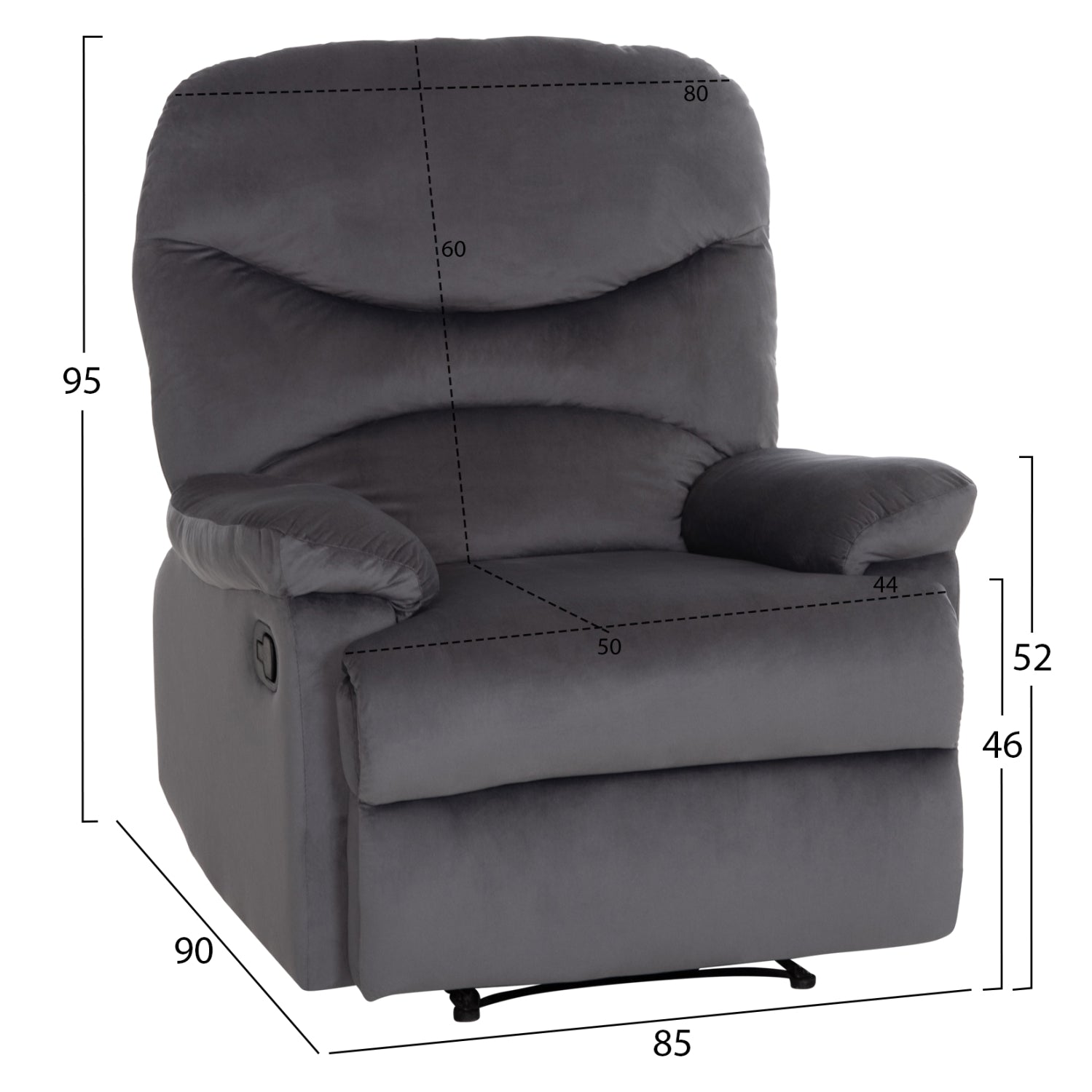 ΠΟΛΥΘΡΟΝΑ RELAX BRAYLEN HM3298.01 ΓΚΡΙ ΒΕΛΟΥΔΟ 85x90x95Υεκ.