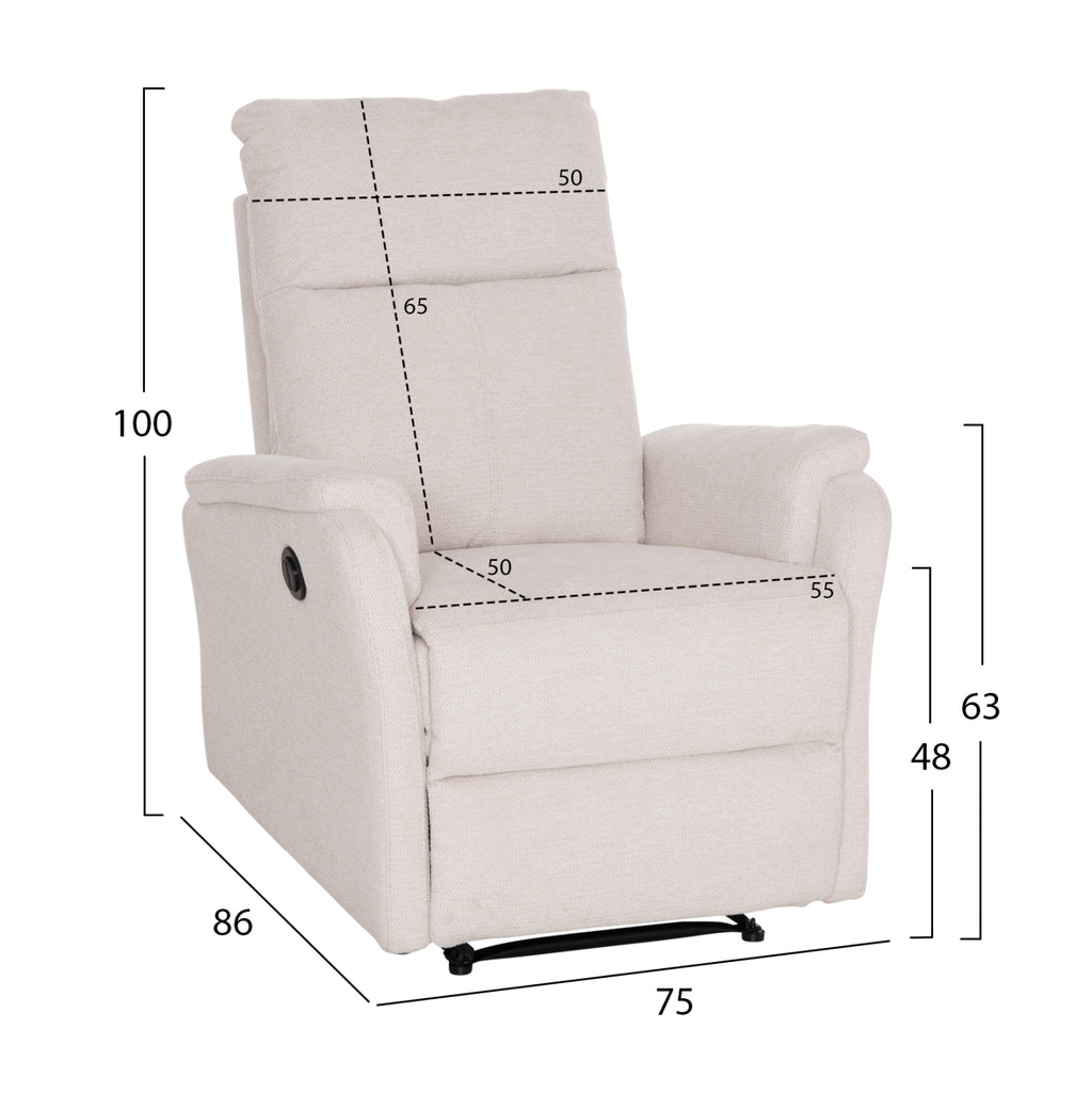 ΠΟΛΥΘΡΟΝΑ RELAX ΜΕ ΗΛΕΚΤΡΙΚΗ ΑΝΑΚΛΙΣΗ SYNTHIA HM3309.01 ΜΠΕΖ ΥΦΑΣΜΑ 75x86x100Yεκ