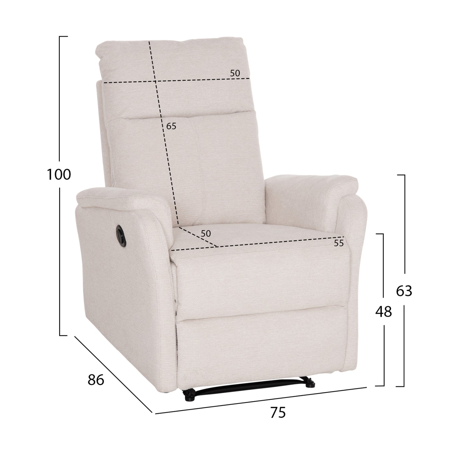 ΠΟΛΥΘΡΟΝΑ RELAX ΜΕ ΗΛΕΚΤΡΙΚΗ ΑΝΑΚΛΙΣΗ SYNTHIA HM3309.01 ΜΠΕΖ ΥΦΑΣΜΑ 75x86x100Yεκ