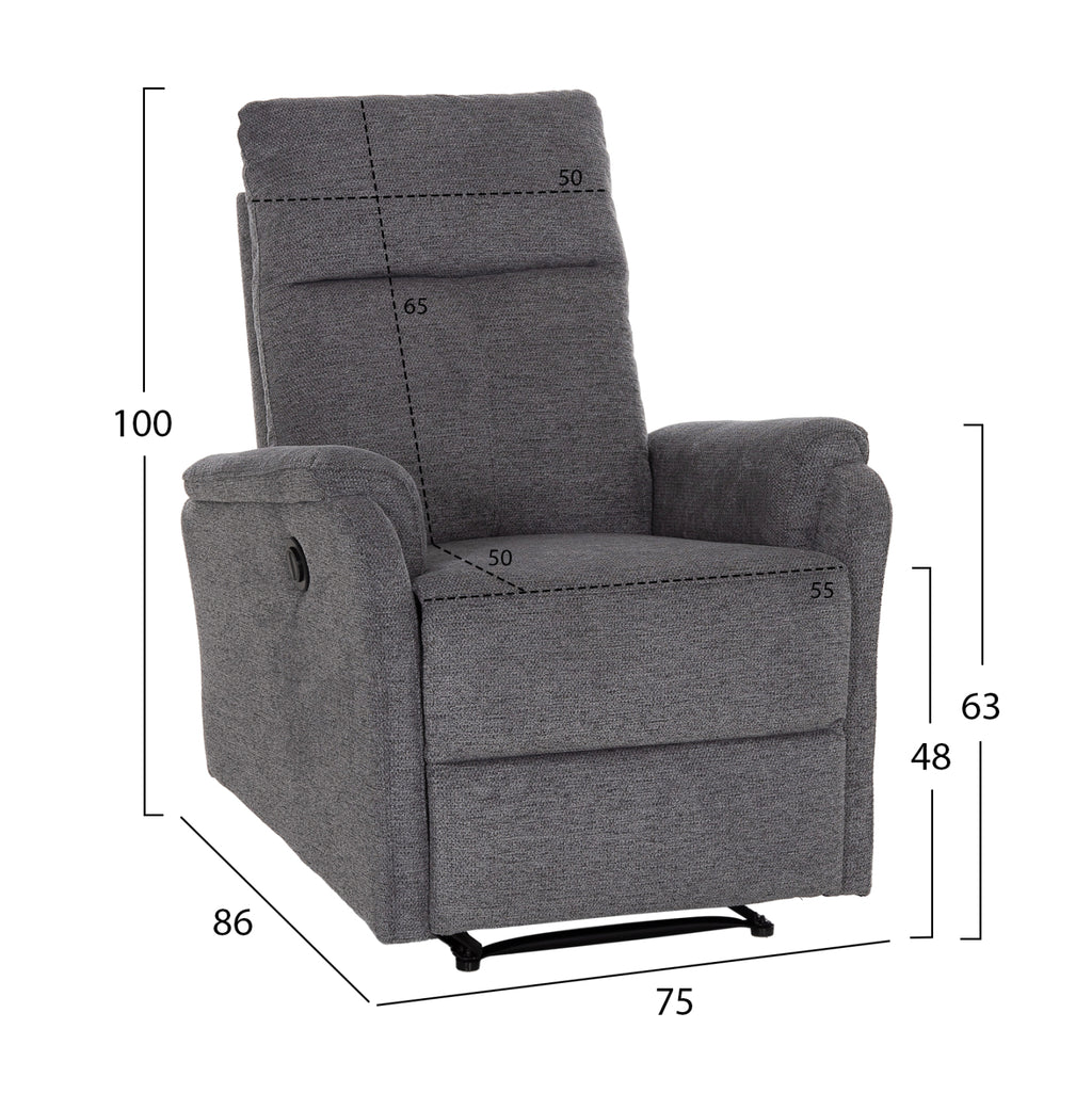 ΠΟΛΥΘΡΟΝΑ RELAX ΜΕ ΗΛΕΚΤΡΙΚΗ ΑΝΑΚΛΙΣΗ SYNTHIA HM3309.03 ΓΚΡΙ ΥΦΑΣΜΑ 75x86x100Yεκ