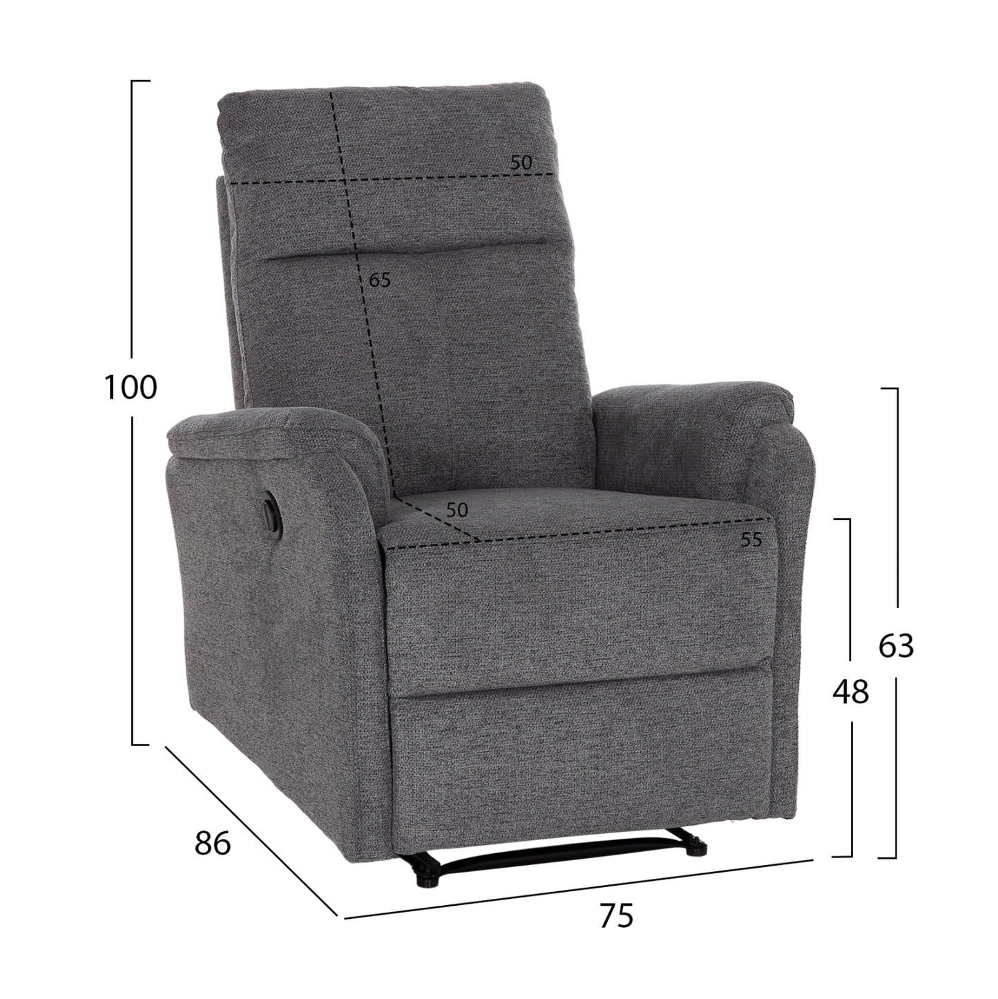 ΠΟΛΥΘΡΟΝΑ RELAX ΜΕ ΗΛΕΚΤΡΙΚΗ ΑΝΑΚΛΙΣΗ SYNTHIA HM3309.03 ΓΚΡΙ ΥΦΑΣΜΑ 75x86x100Yεκ