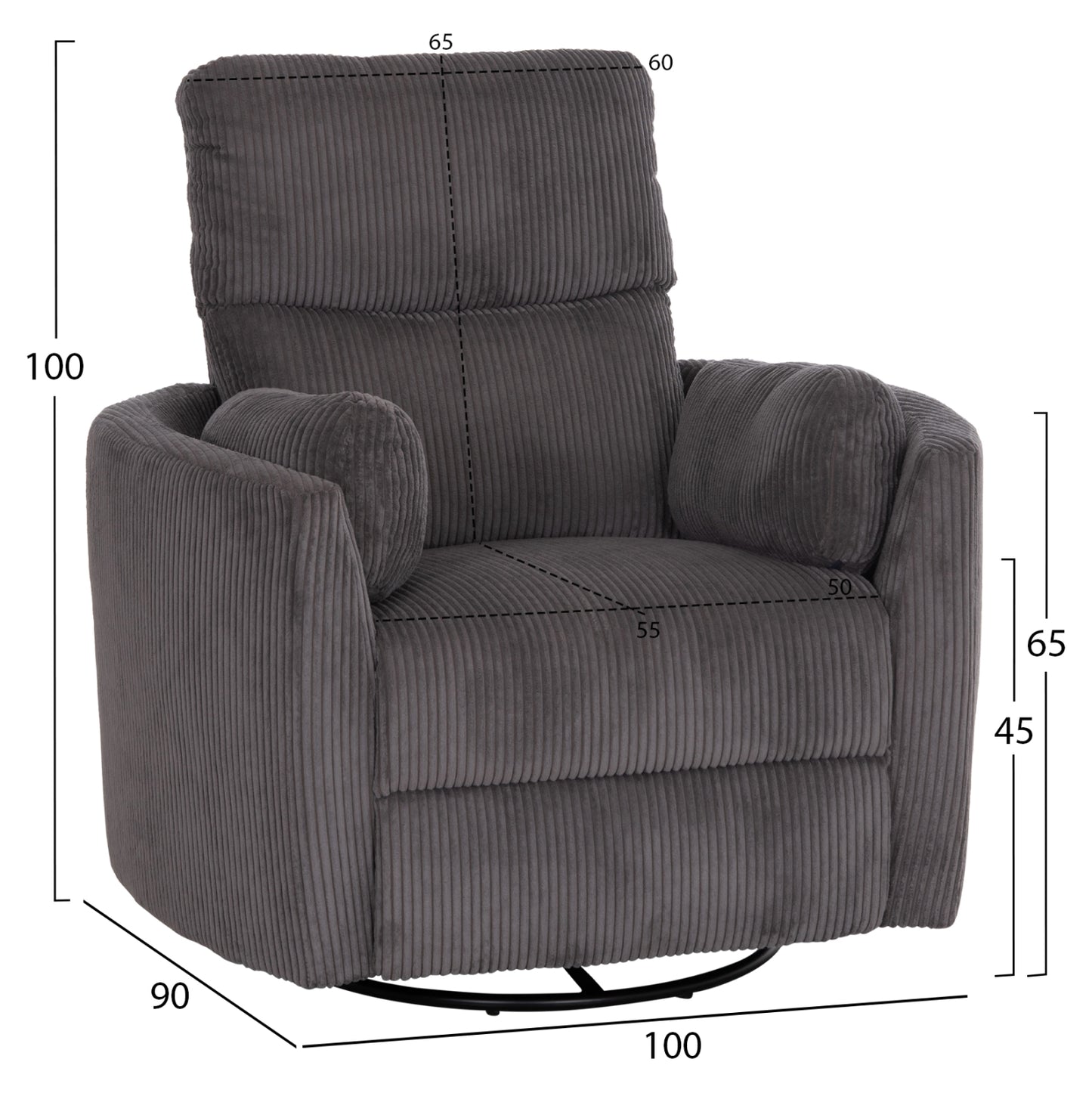 ΠΟΛΥΘΡΟΝΑ ΘΗΛΑΣΜΟΥ/RELAX VELMORA HM3300.01 ΓΚΡΙ ΚΟΤΛΕ ΥΦΑΣΜΑ 100x90x100Υεκ