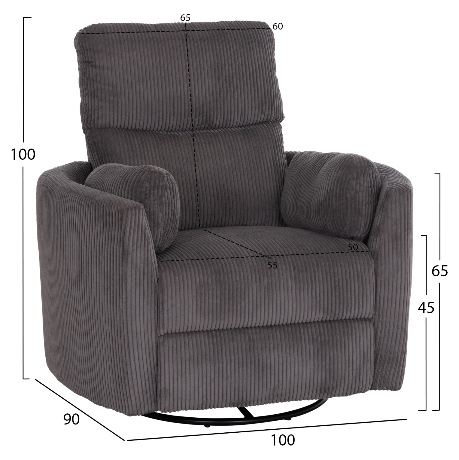 ΠΟΛΥΘΡΟΝΑ ΘΗΛΑΣΜΟΥ/RELAX VELMORA HM3300.01 ΓΚΡΙ ΚΟΤΛΕ ΥΦΑΣΜΑ 100x90x100Υεκ