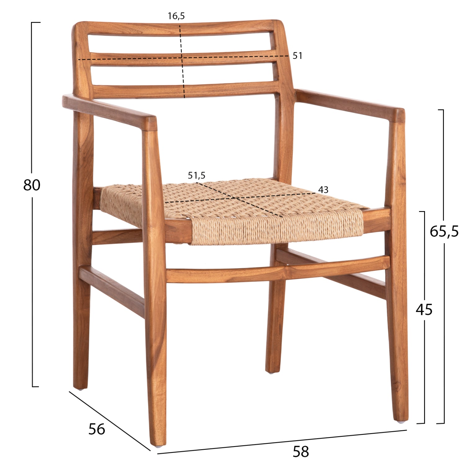 ΠΟΛΥΘΡΟΝΑ ΤΡΑΠΕΖΑΡΙΑΣ HERRIN HM18230 ΞΥΛΟ TEAK-ΣΧΟΙΝΙ VIRO 58x56x80Υεκ.