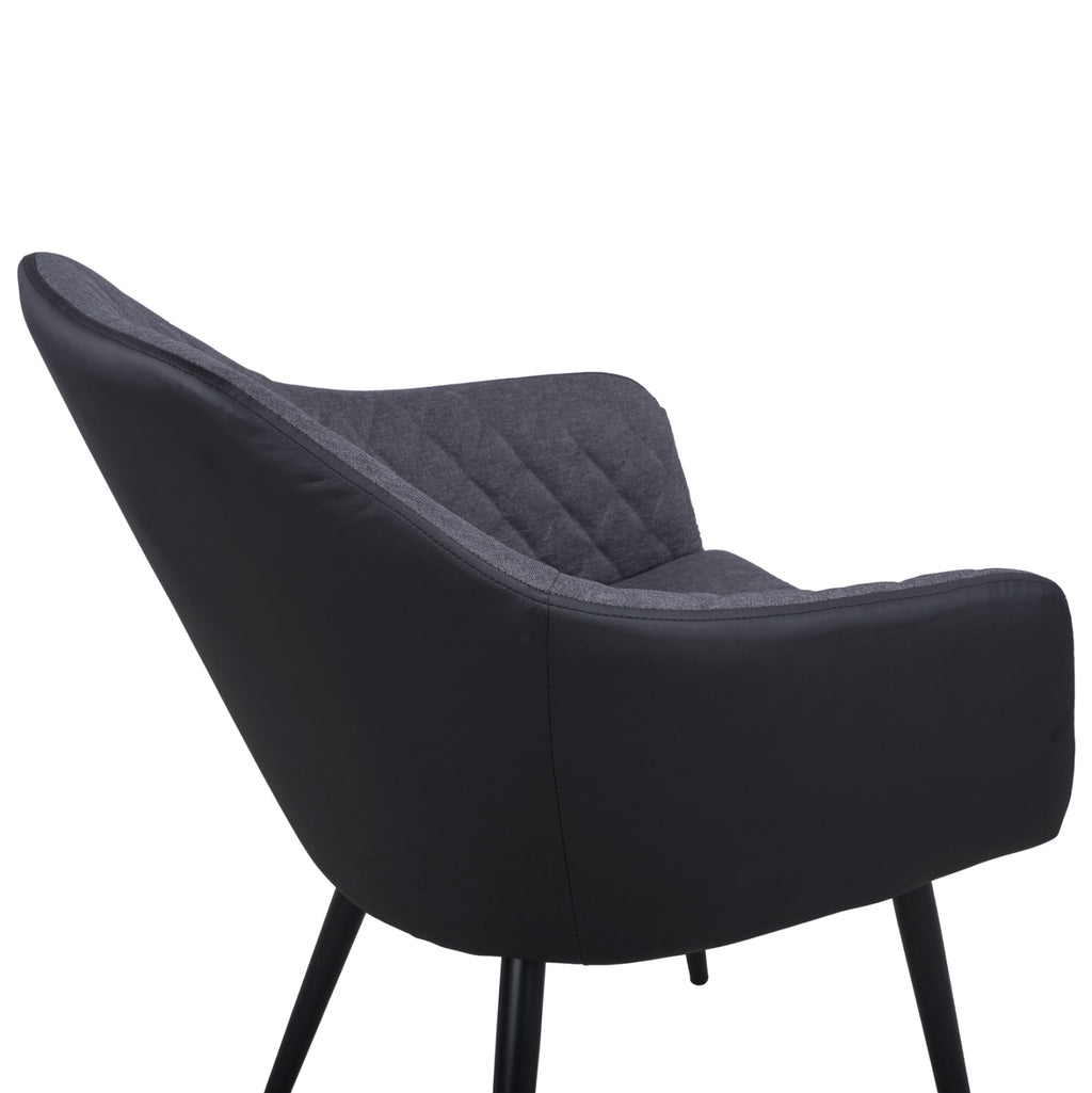 ΠΟΛΥΘΡΟΝΑΚΙ CHARLES HM8522.01 ΜΕ ΥΦΑΣΜΑ ΣΚΟΥΡΟ ΓΚΡΙ PU ΜΑΥΡΟ 57x63x83Υ εκ.