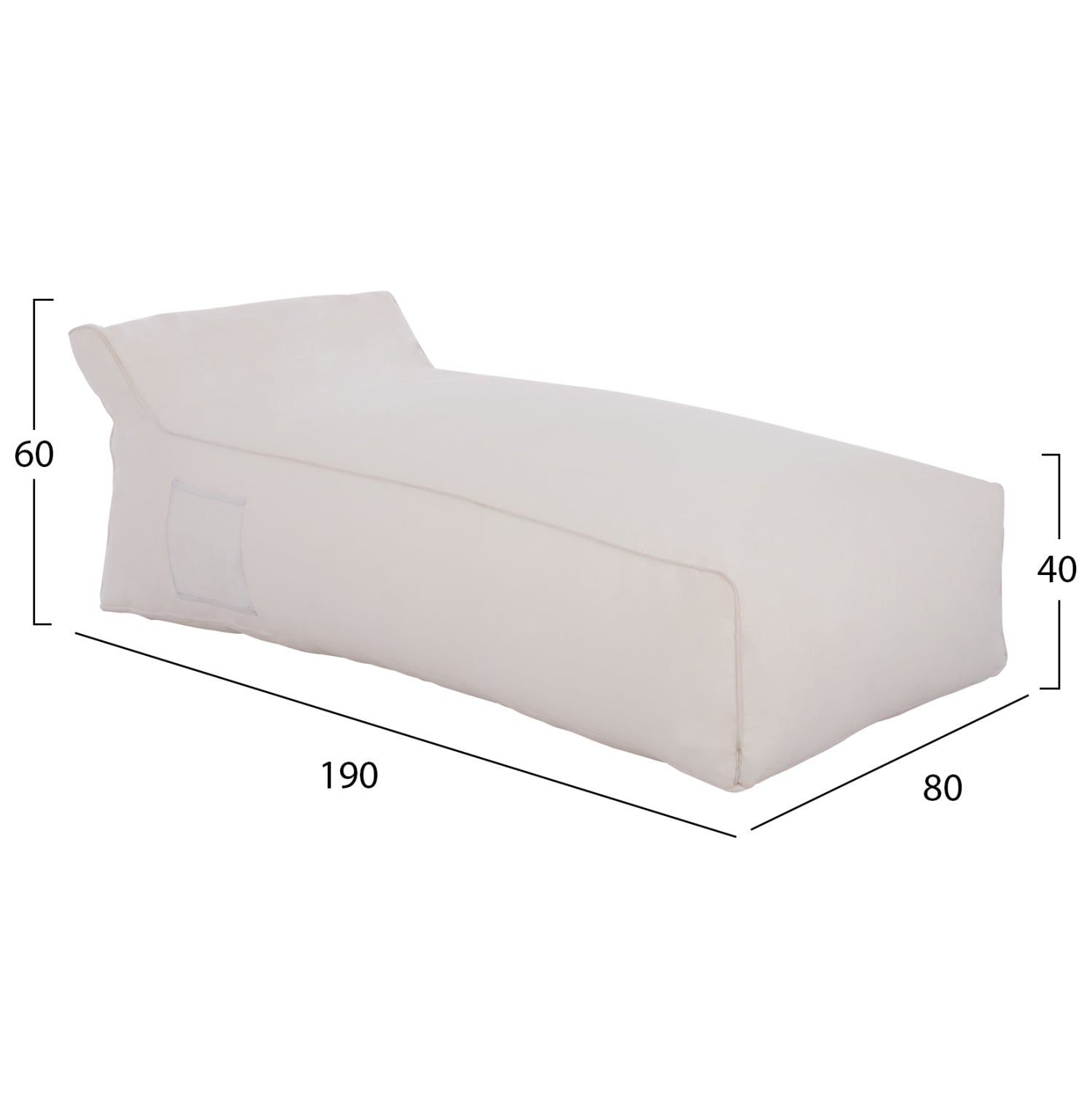 ΠΟΥΦ ΞΑΠΛΩΣΤΡΑ WADELIN HM5774.11 ΜΕ TEXTILENE ΛΕΥΚΟ 190x80x40-60Υ εκ.