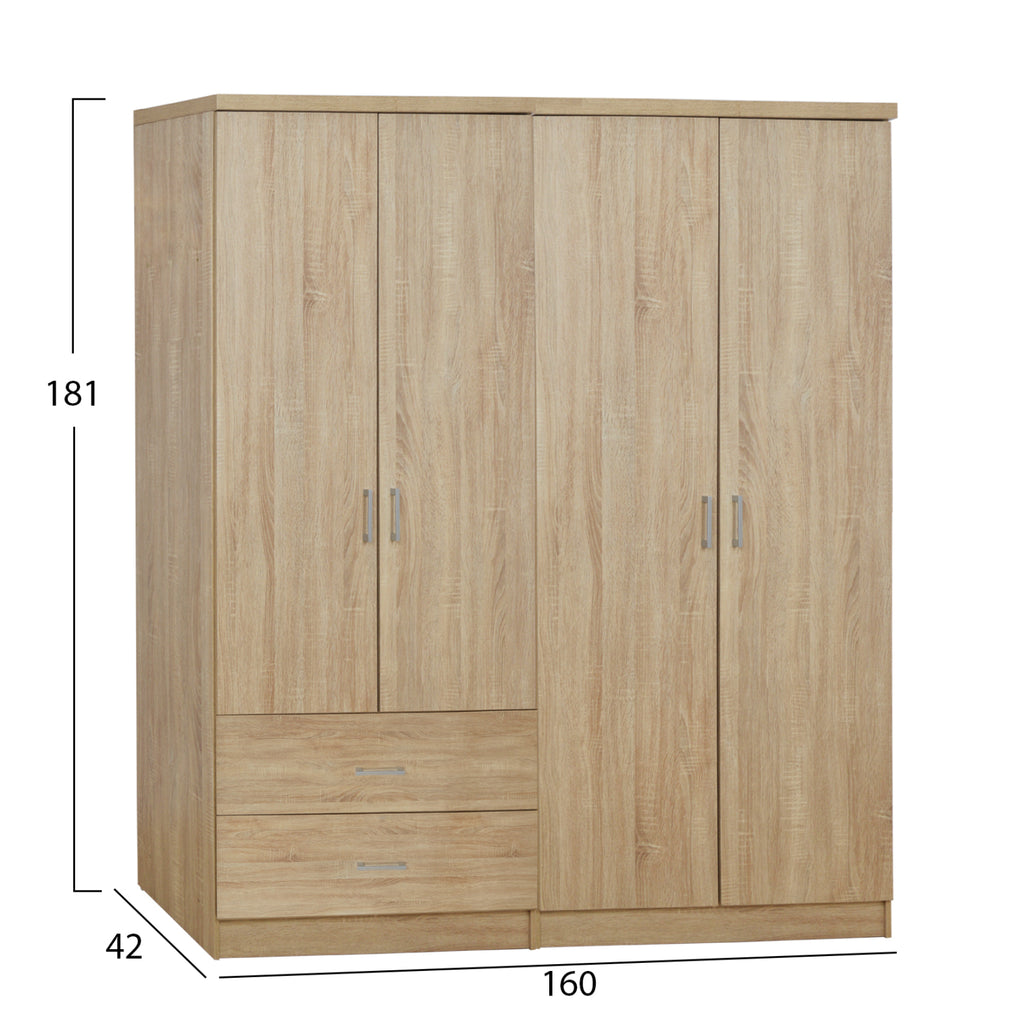 ΝΤΟΥΛΑΠΑ 4-ΦΥΛΛΗ ΜΕ 2 ΣΥΡΤΑΡΙΑ JENNA HM11351.02 ΜΕΛΑΜΙΝΗ ΣΕ SONAMA 160x42x181Υ