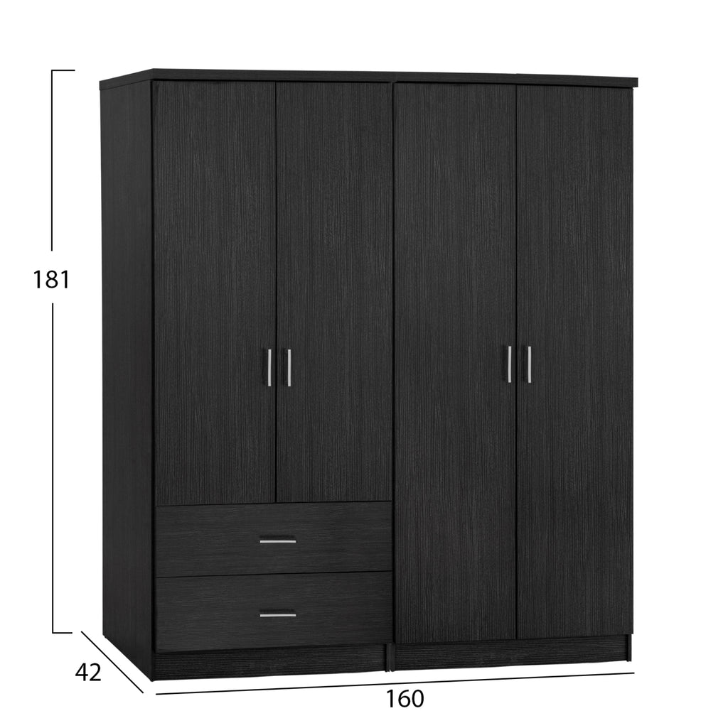 ΝΤΟΥΛΑΠΑ 4-ΦΥΛΛΗ ΜΕ 2 ΣΥΡΤΑΡΙΑ JENNA HM11351.01 ΜΕΛΑΜΙΝΗ ΣΕ ZEBRANO 160x42x181Υ
