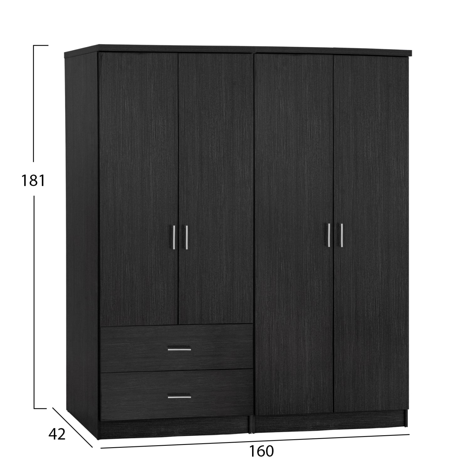 ΝΤΟΥΛΑΠΑ 4-ΦΥΛΛΗ ΜΕ 2 ΣΥΡΤΑΡΙΑ JENNA HM11351.01 ΜΕΛΑΜΙΝΗ ΣΕ ZEBRANO 160x42x181Υ