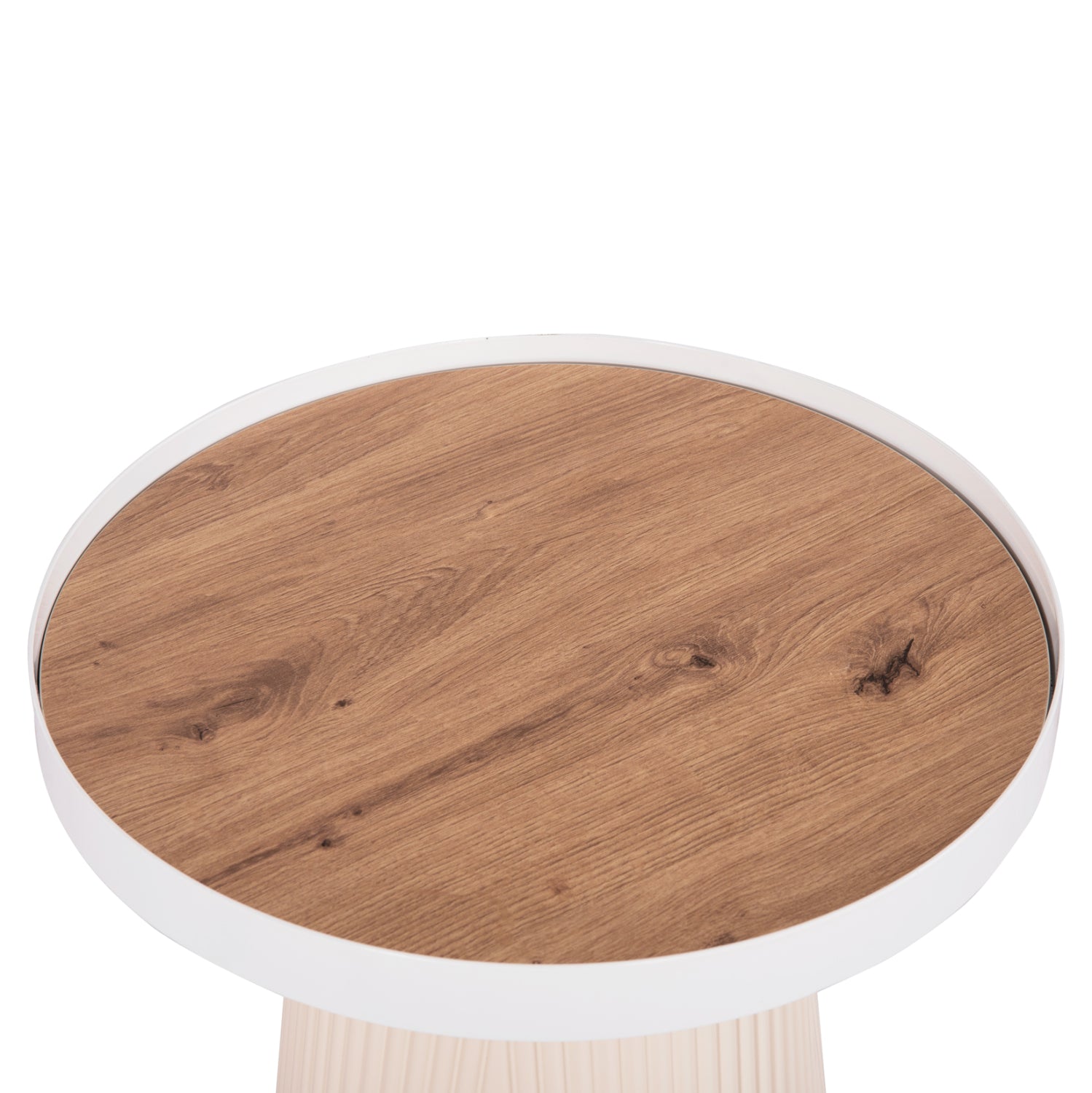 ΣΕΤ 2ΤΜΧ ΤΡΑΠΕΖΙΑ ΣΑΛΟΝΙΟΥ DUNCAN HM21082 MDF ΚΡΕΜ ΚΑΙ ΚΕΡΑΜΙΚΟ TOP Φ80εκ & Φ45εκ