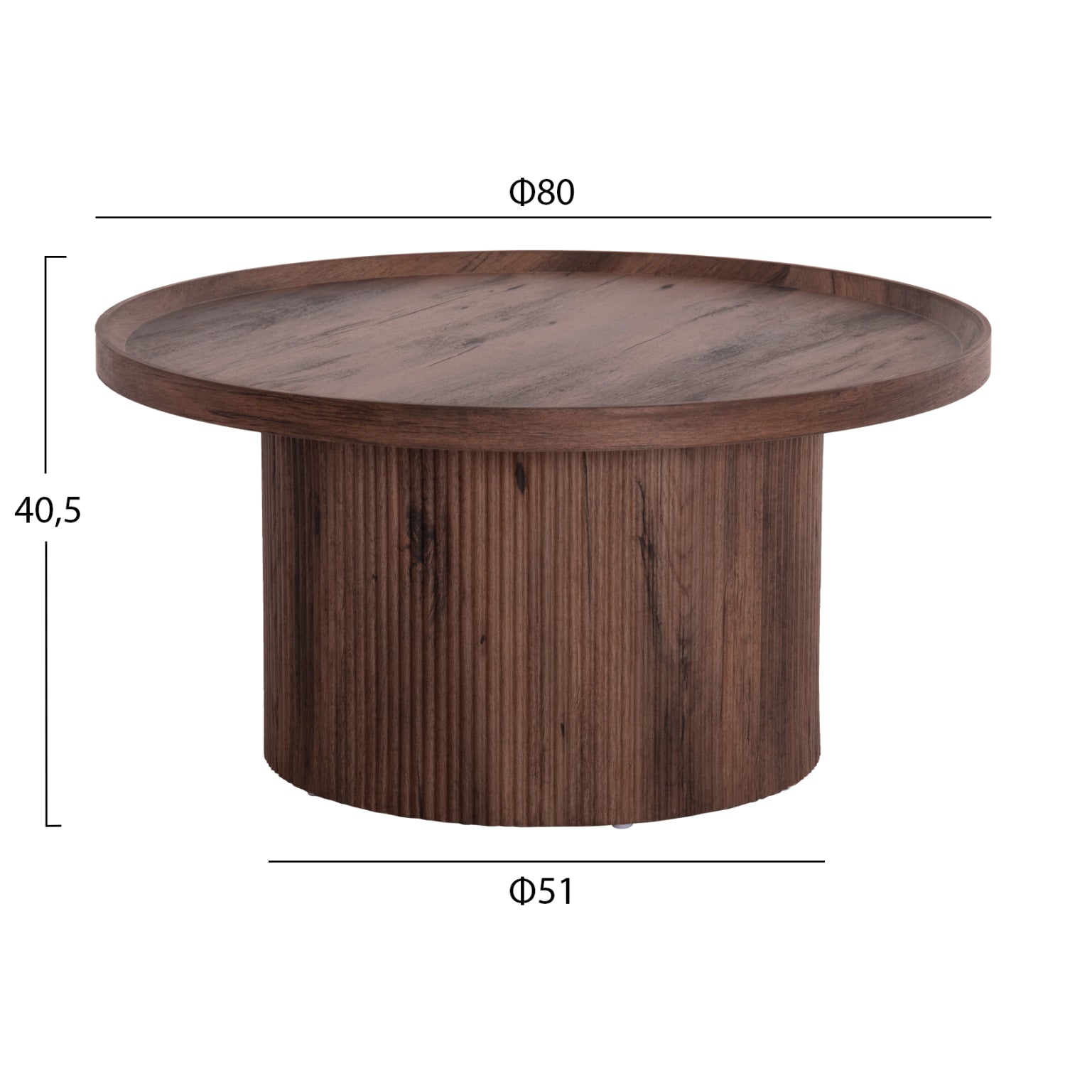 ΣΕΤ 2ΤΜΧ ΤΡΑΠΕΖΙΑ ΣΑΛΟΝΙΟΥ MARGON HM21084 MDF ΣΚΟΥΡΟ ΚΑΦΕ Φ80εκ & Φ45εκ