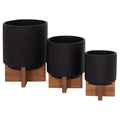 ΣΕΤ 3 ΓΛΑΣΤΡΕΣ ΜΕ TEAK ΒΑΣΕΙΣ TANTI HM4685.01 FIBER CEMENT ΣΕ ΜΑΥΡΟ ΧΡΩΜΑ