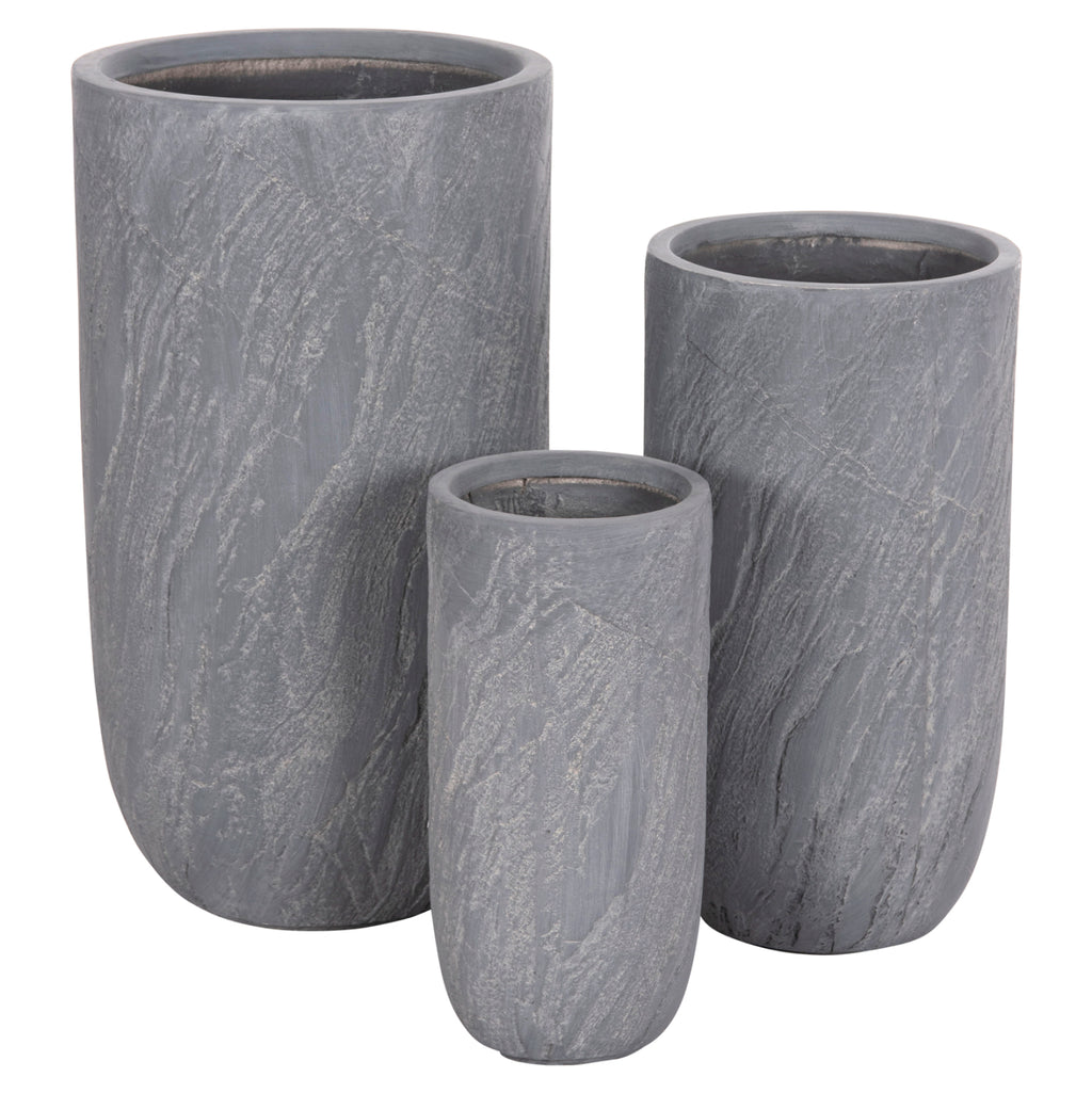 ΣΕΤ 3ΤΜΧ ΓΛΑΣΤΡΕΣ ΚΥΛΙΝΔΡΟΙ ΣΕΙΡΑ GARDENER HM4720 FIBERCLAY-ΧΡΩΜΑ CEMENT Φ44x79Υεκ