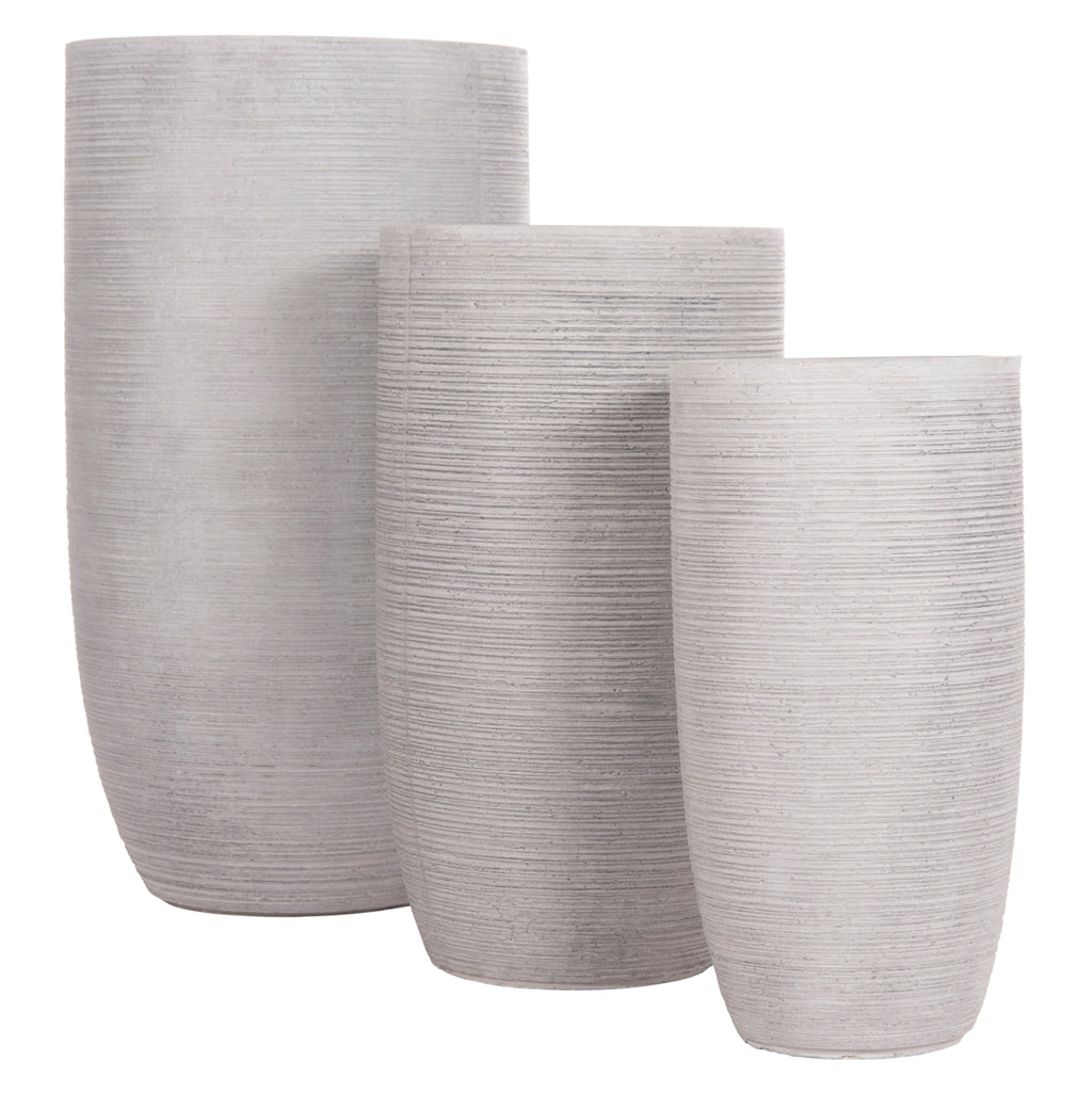 ΣΕΤ 3ΤΜΧ ΓΛΑΣΤΡΕΣ ΚΥΛΙΝΔΡΟΙ ΣΕΙΡΑ GARDENER HM4721 FIBERCLAY-ΧΡΩΜΑ CEMENT Φ42x78Υεκ